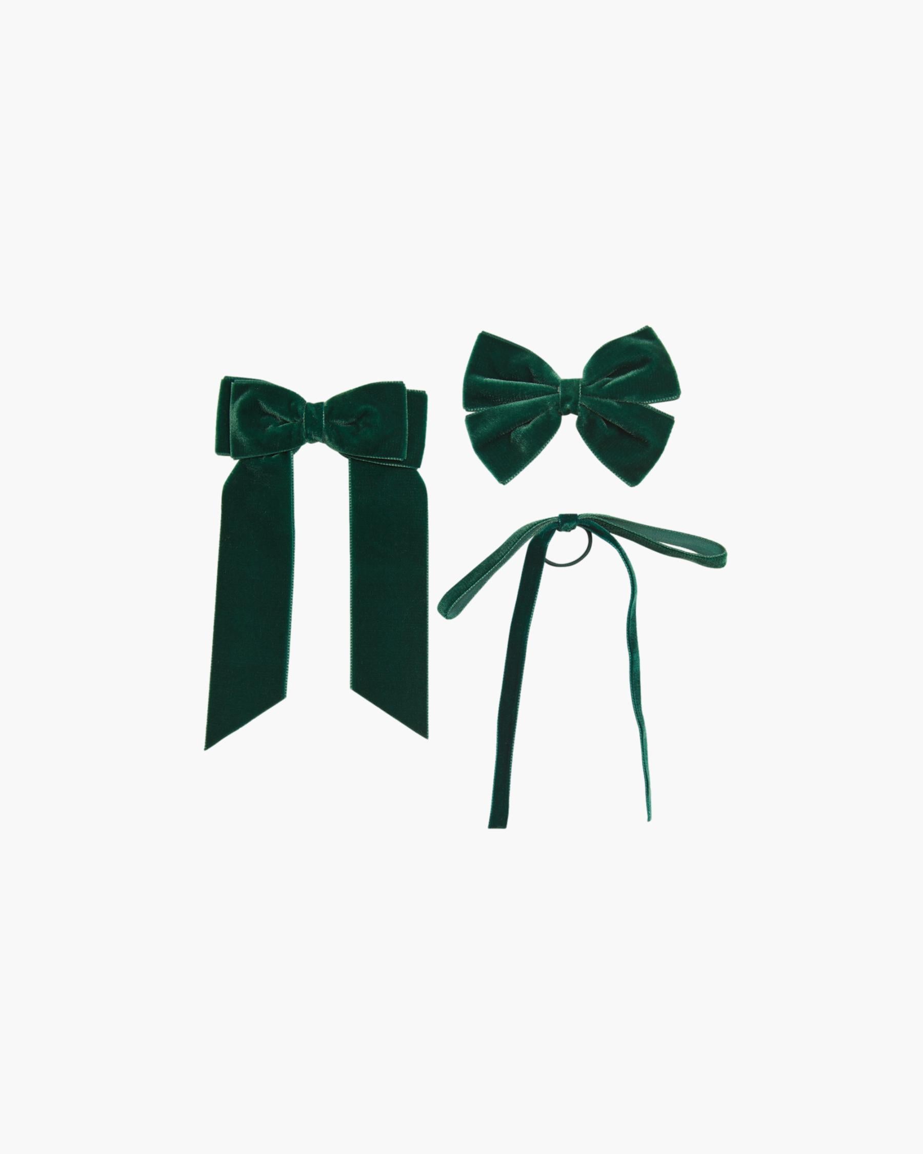 Large Velvet Hairclip Green