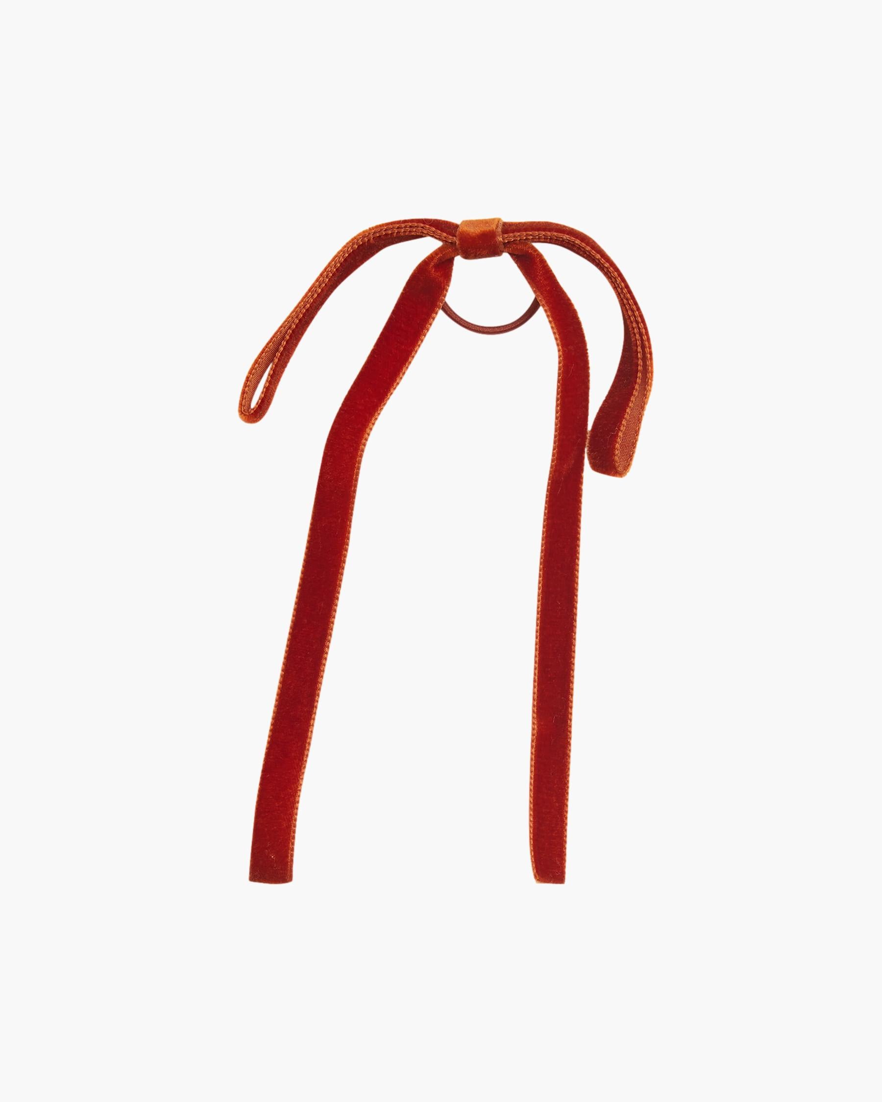 Thin Velvet Hair Tie Rust