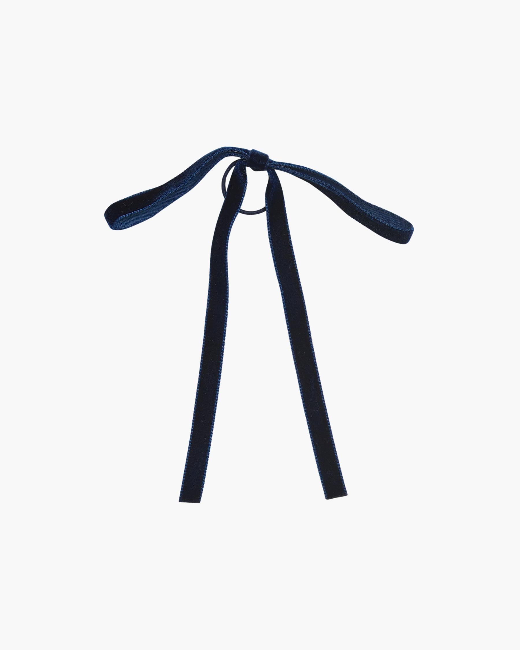 Thin Velvet Hair Tie Navy