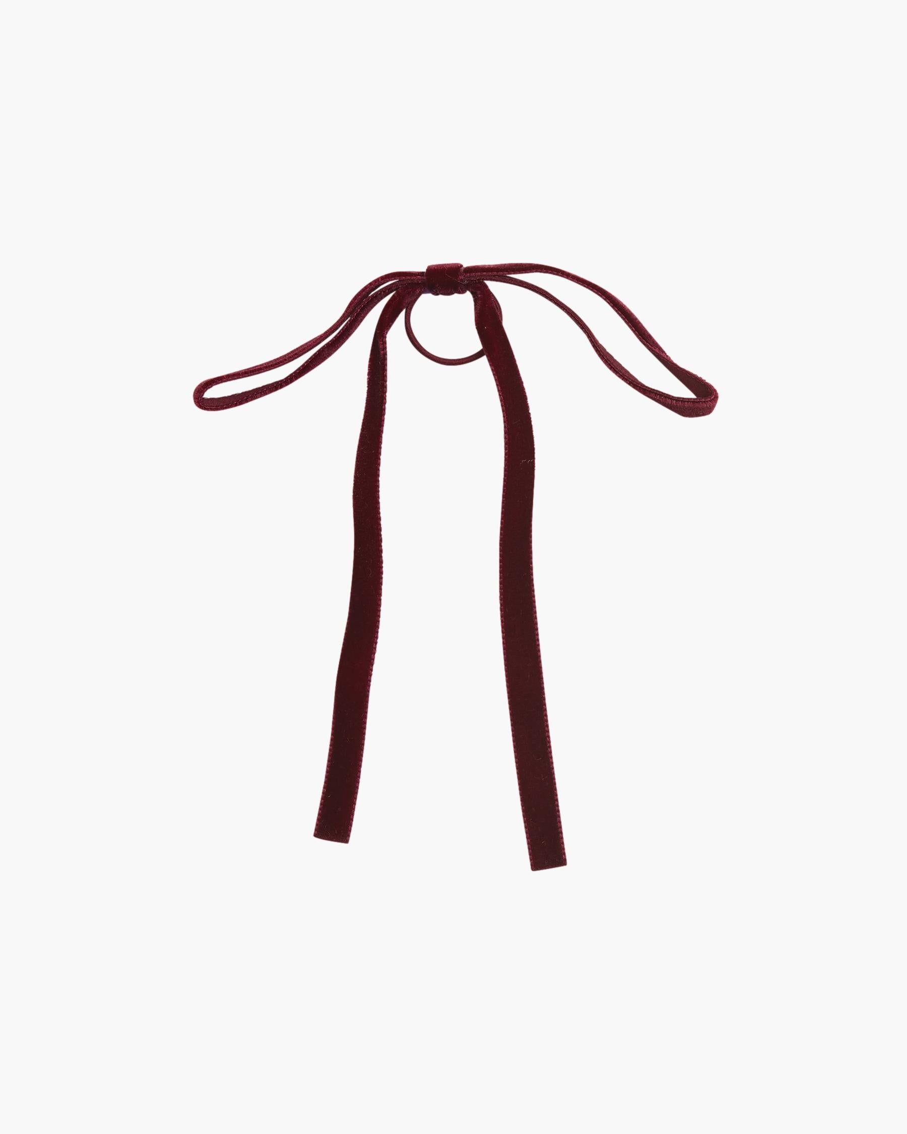 Thin Velvet Hair Tie Burgundy