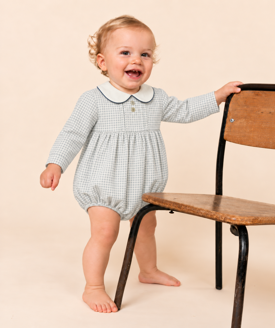 Alex Romper Dusty Blue Vichy