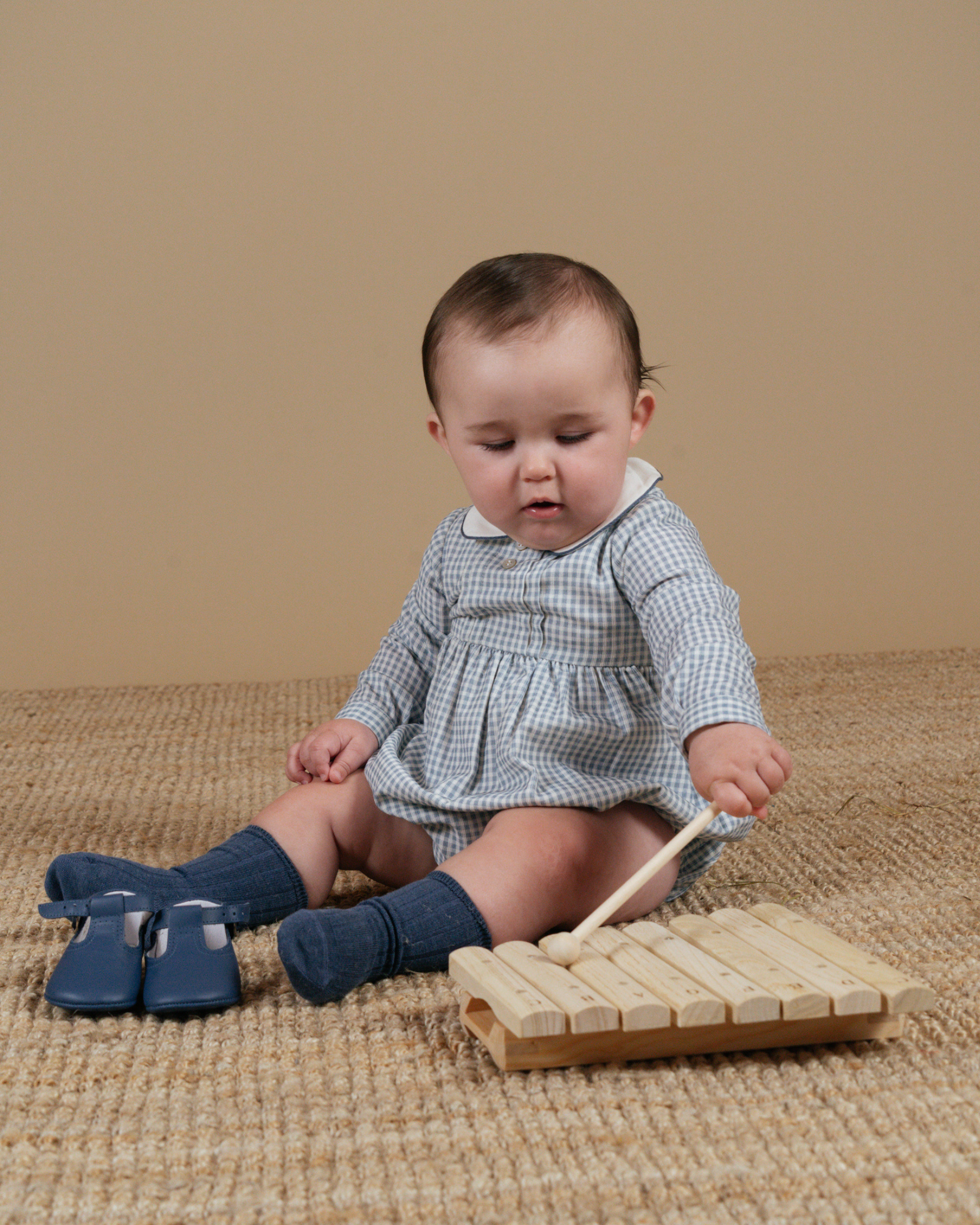 Alex Romper Vichy Print Babycord