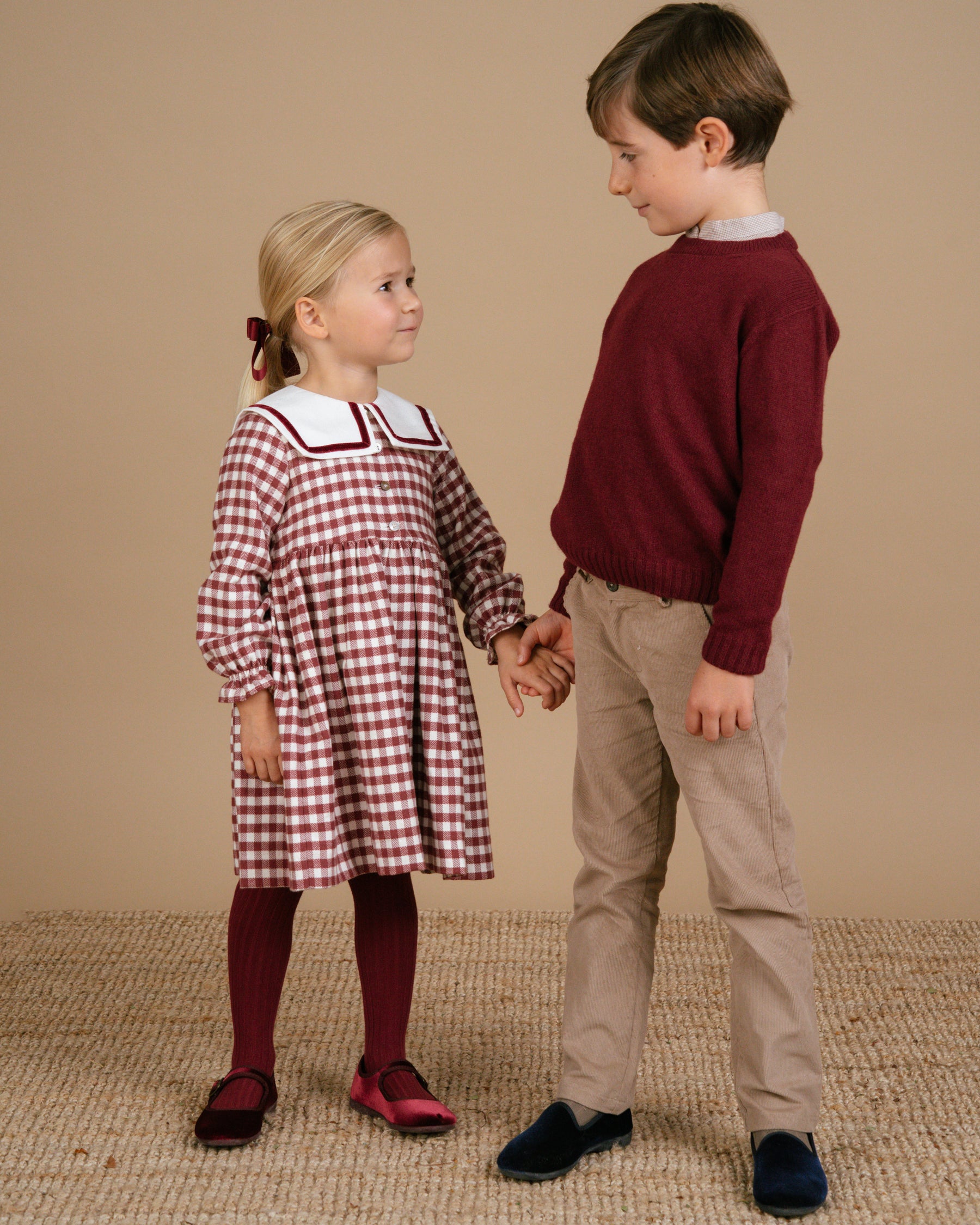 Nellie Dress Emerised Burgundy Check