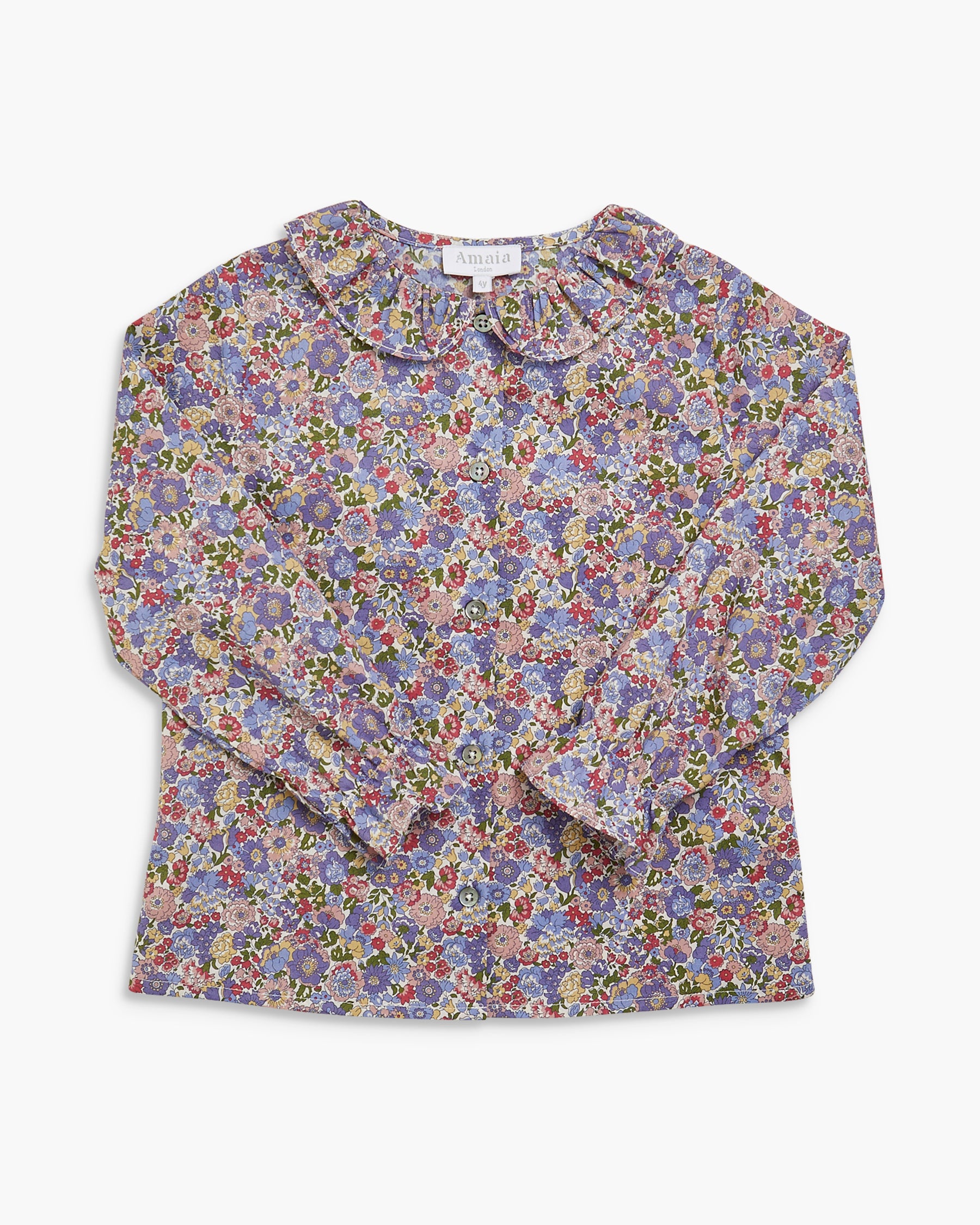 Floral patterned blouse on a white background