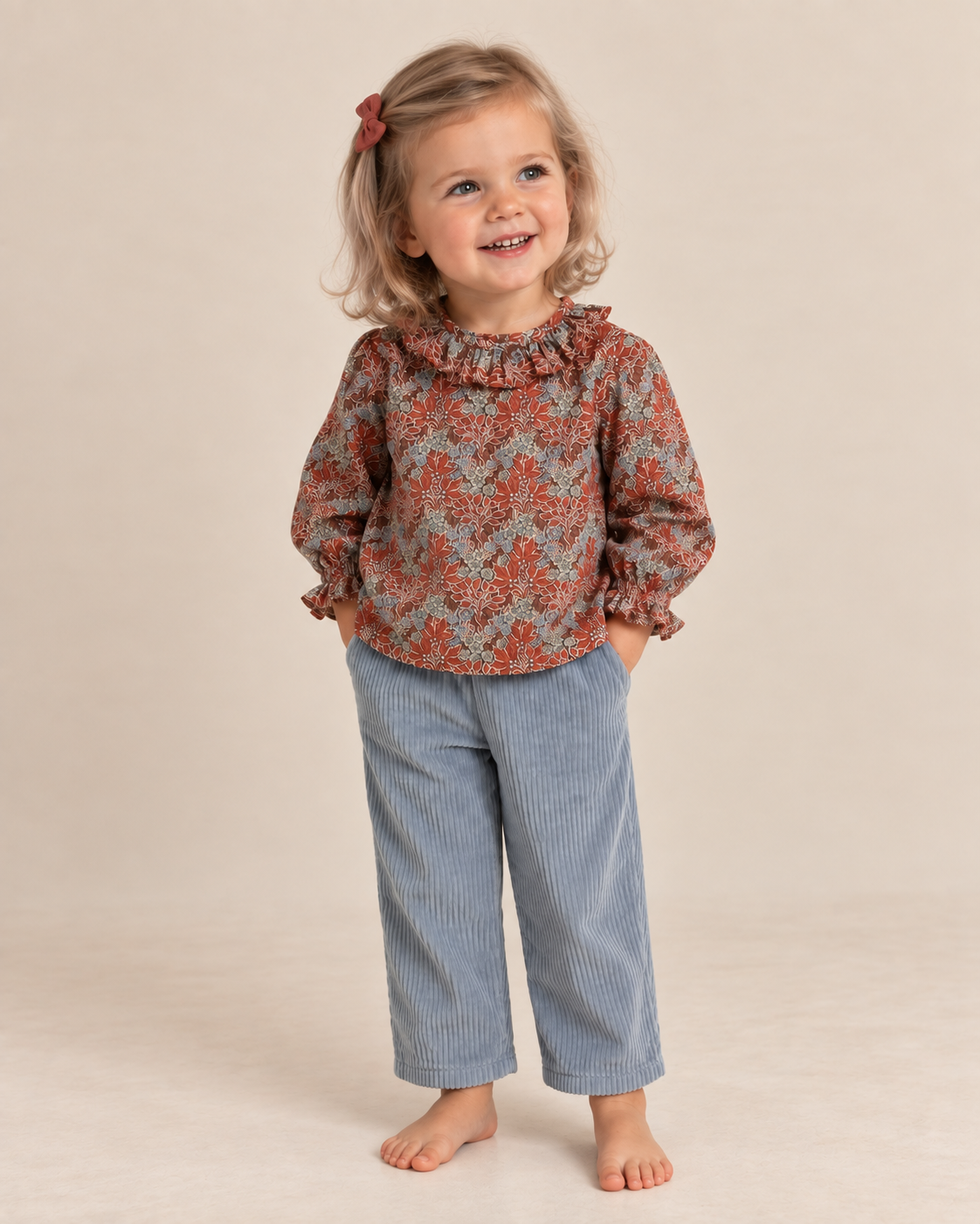 Amelia Baby Blouse Rust Blue Liberty