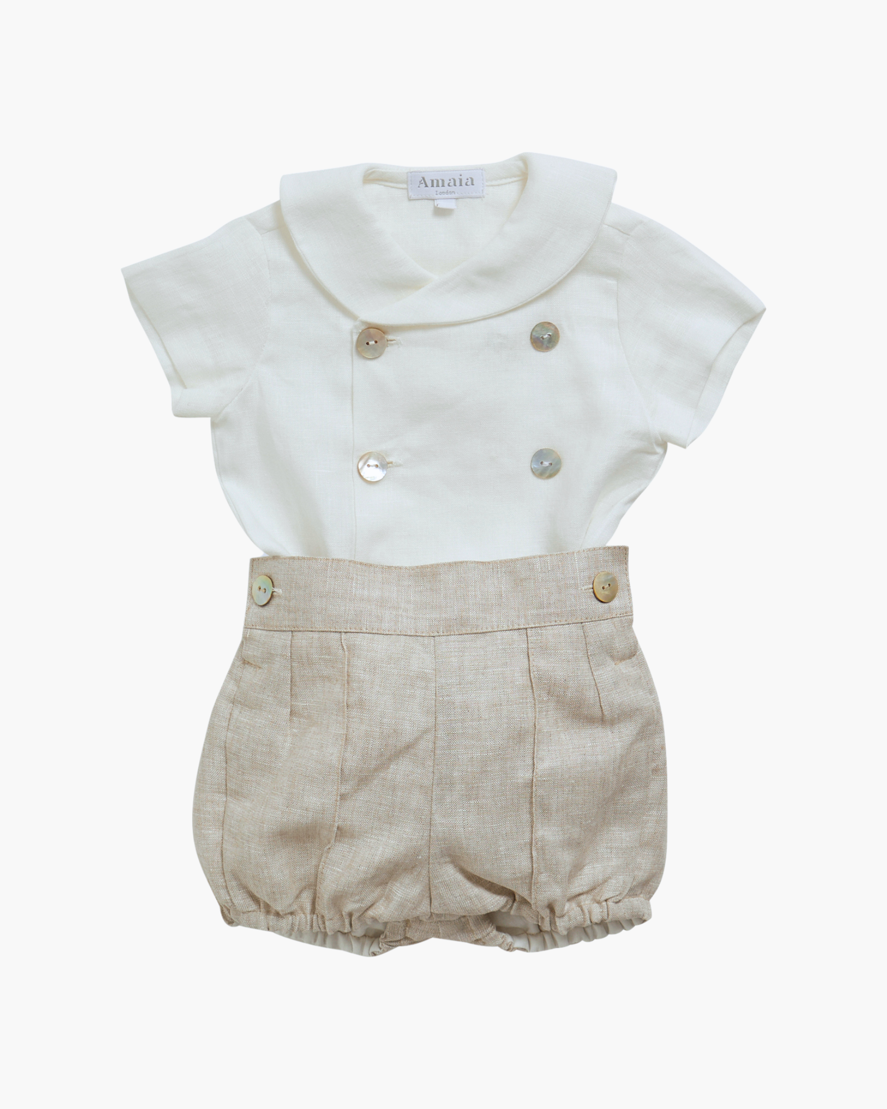 Baby boy Ceremony Set linen Natural - Basil