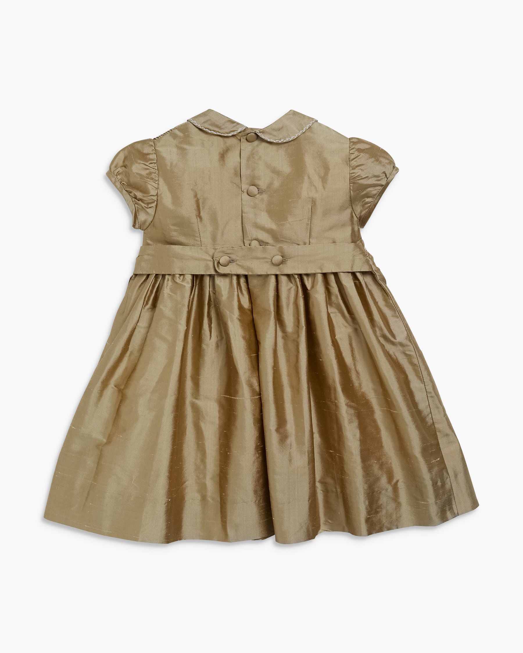 Beige dress with a belt on a white background