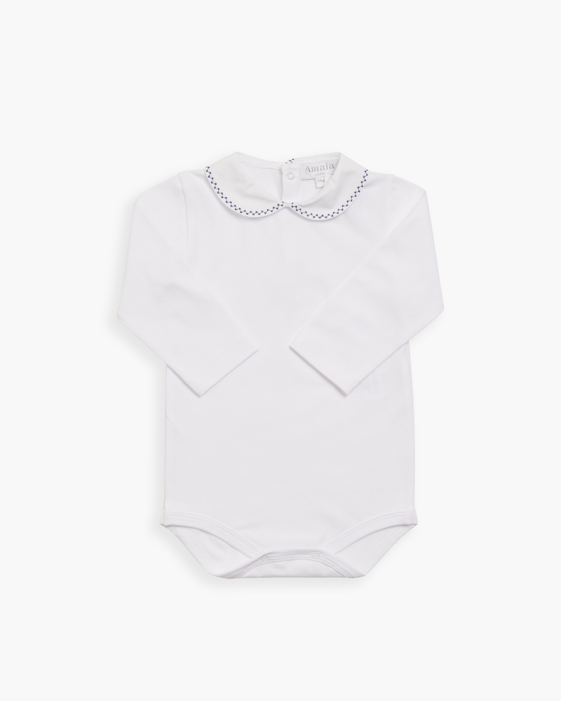 LS Bodysuit Navy Embroidery