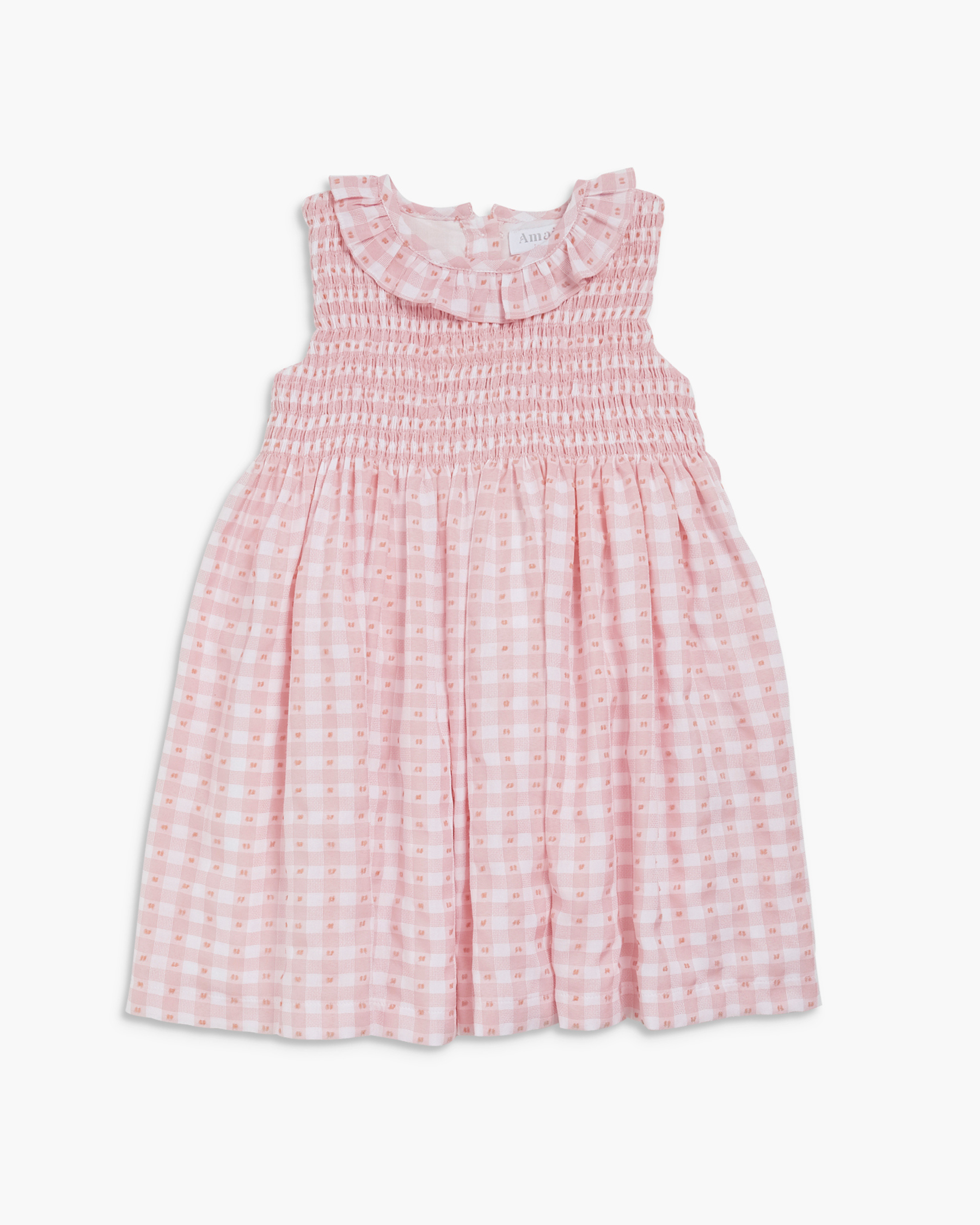 Pink checkered dress on a white background