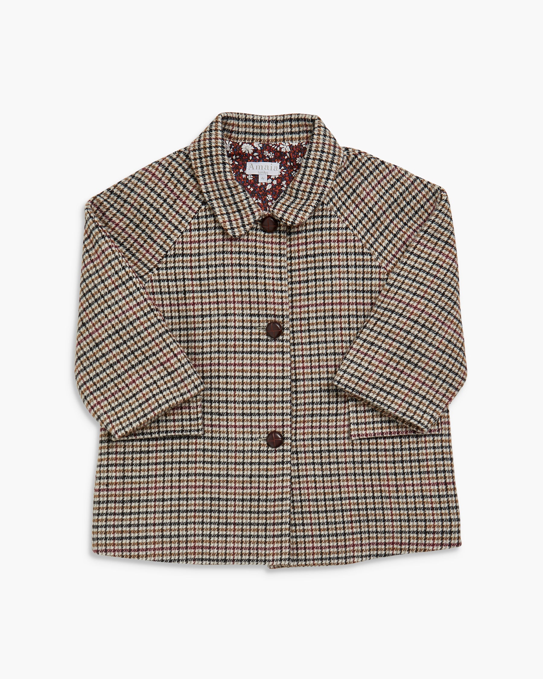 Checked Tweed Car Coat for girl and boy