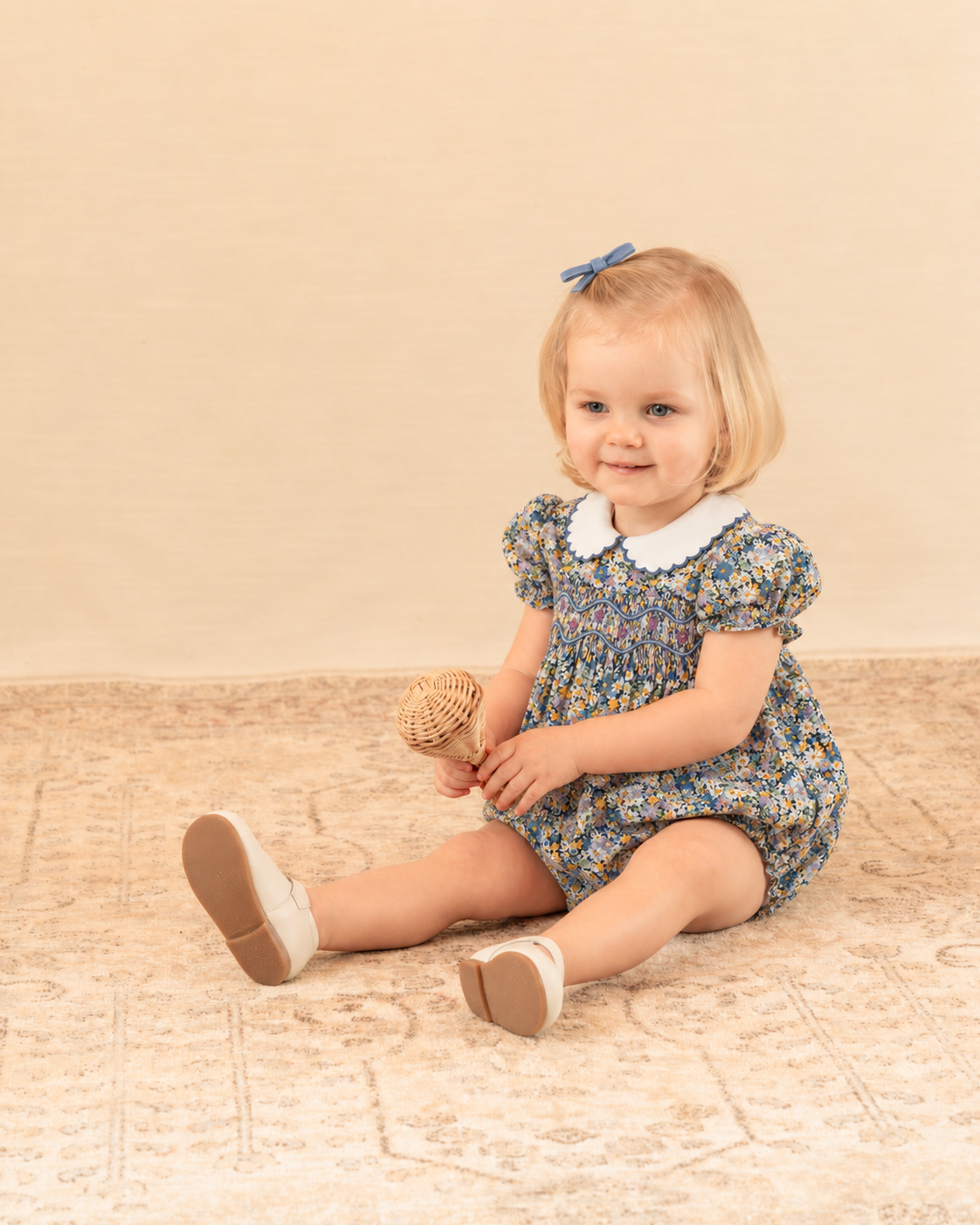 Cherry Romper Blue Green Liberty