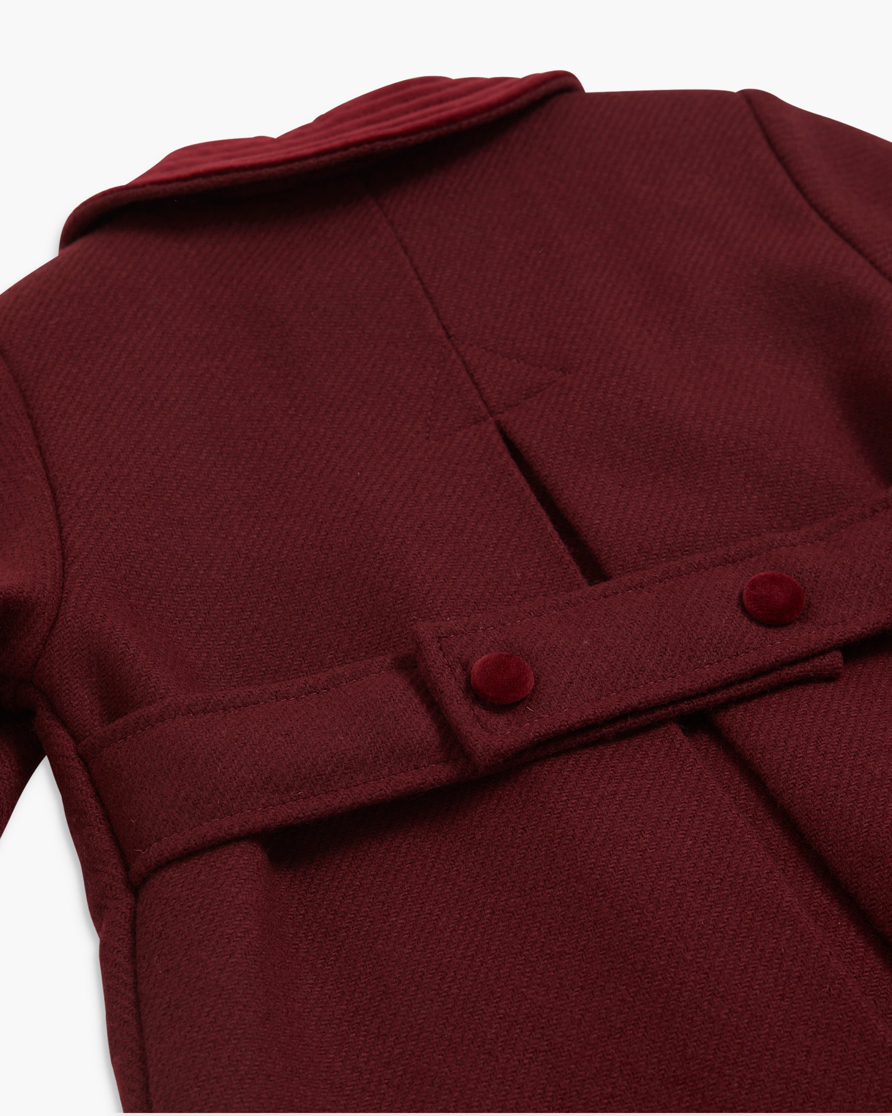 Back of Girls' burgundy tweed coat