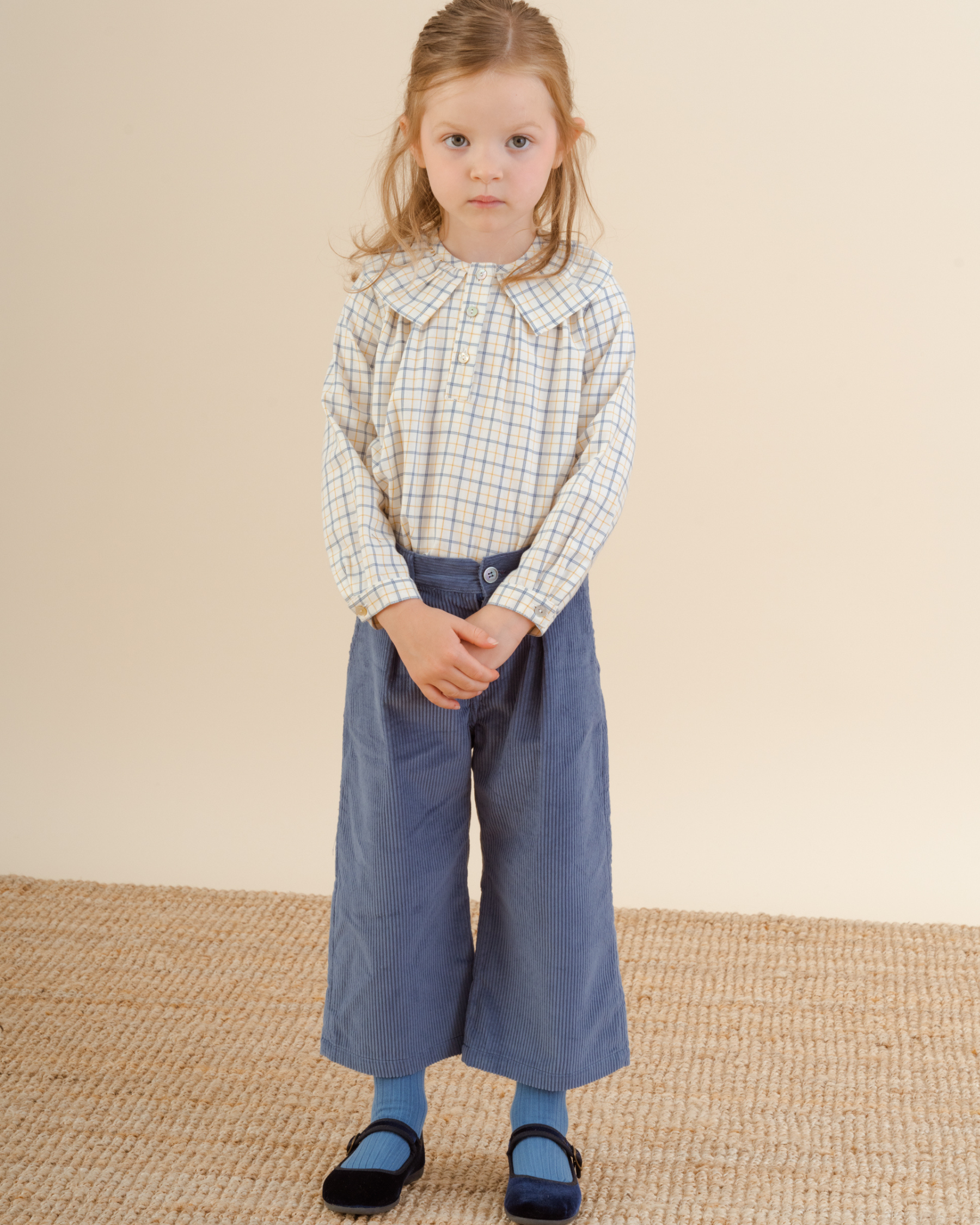 Girl wearing trousers Mid Blue Corduroy