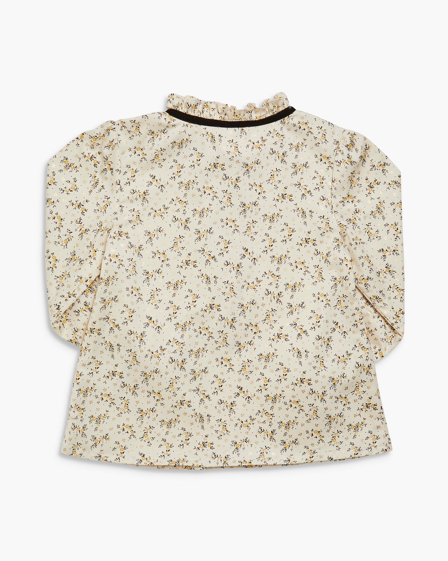 Floral blouse with long sleeves on a white background