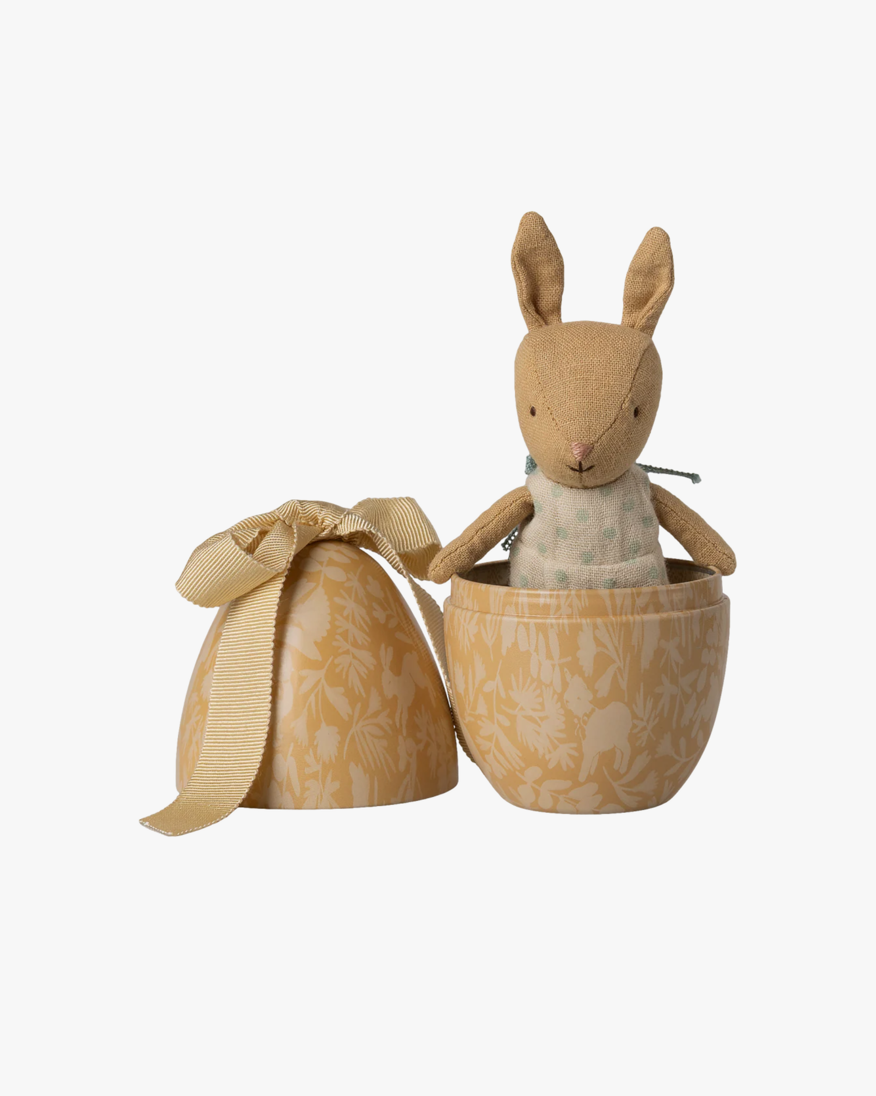 Easter Egg with Micro Rabbit, Small - Cream Yellow