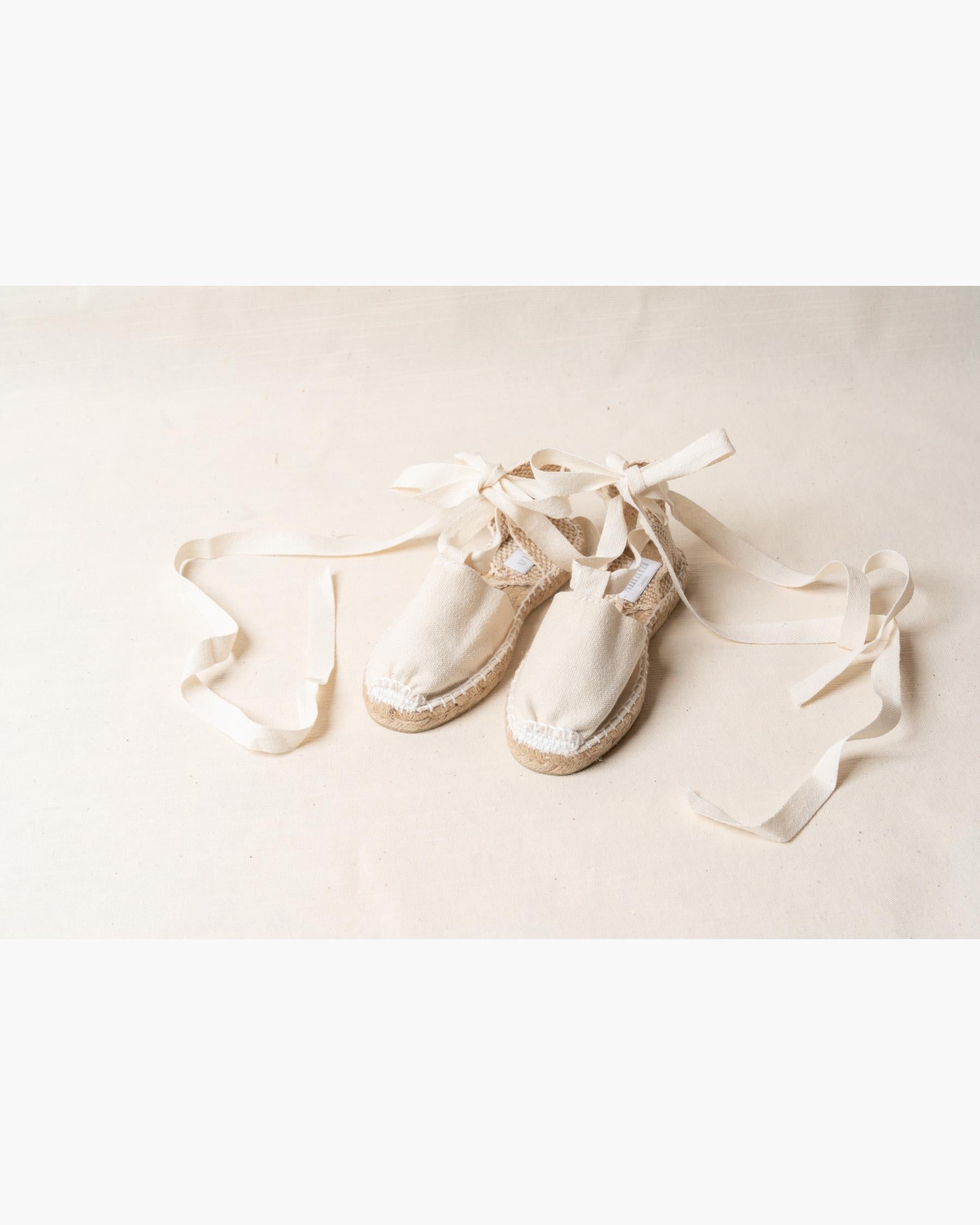 Beige Espadrilles with Ribbon girl