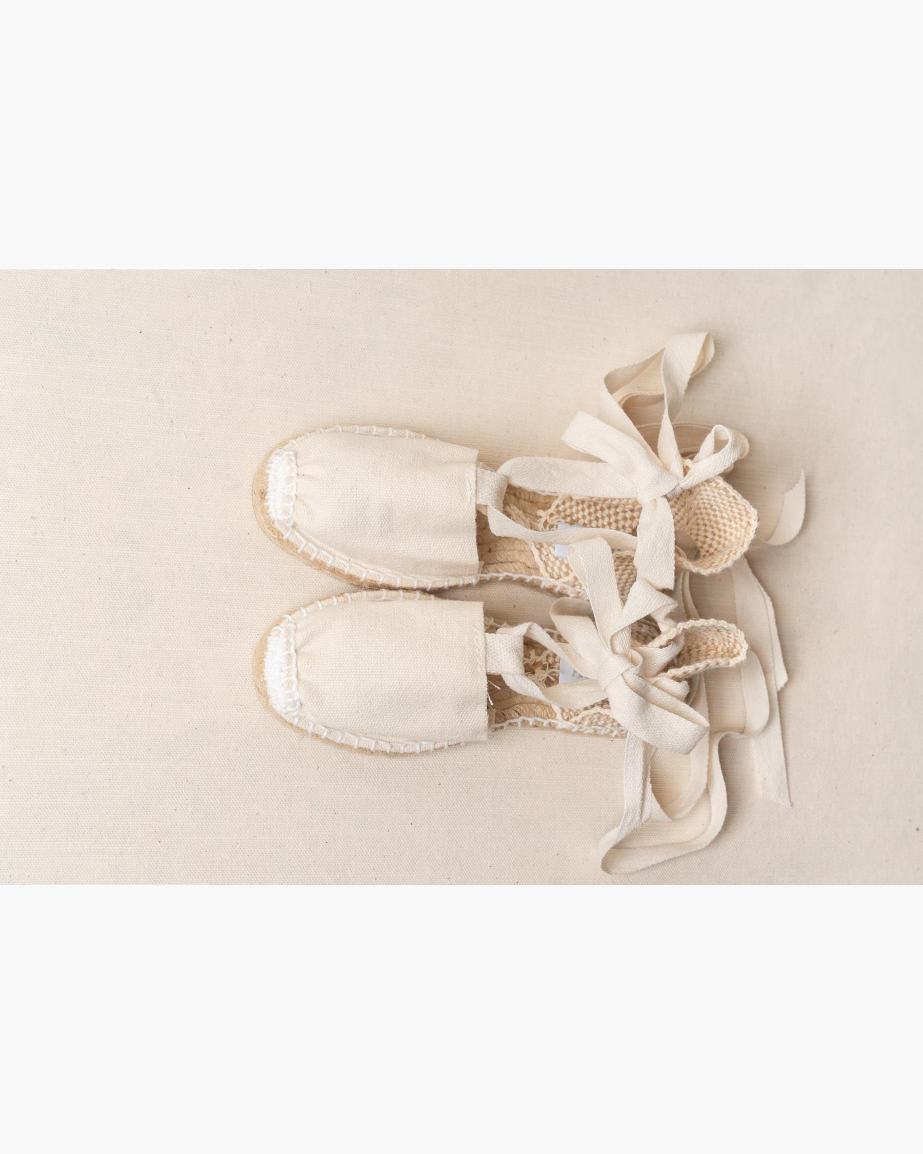 Beige Espadrilles with Ribbon girl