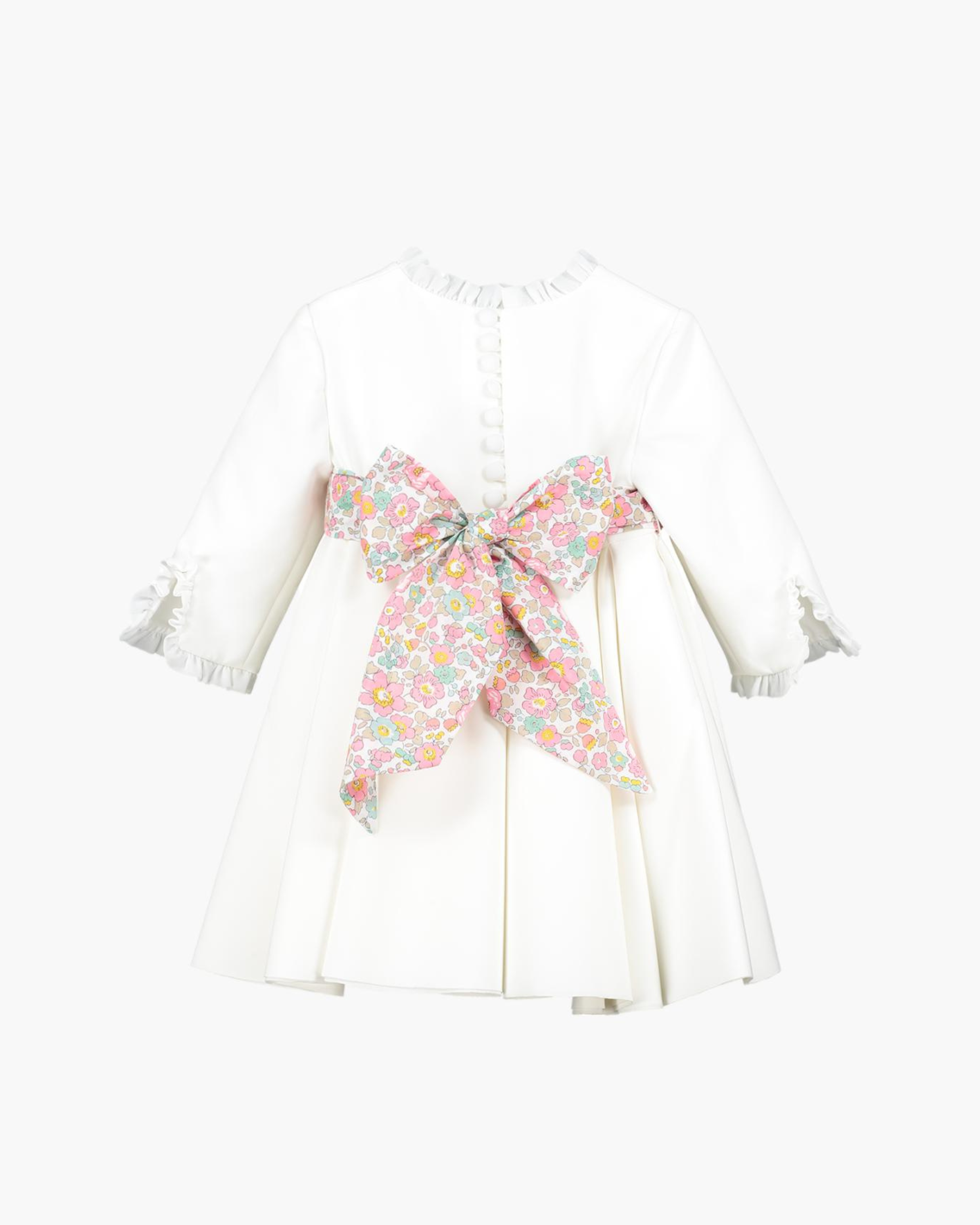 White girl's dress with liberty pattern bow - Eugénie