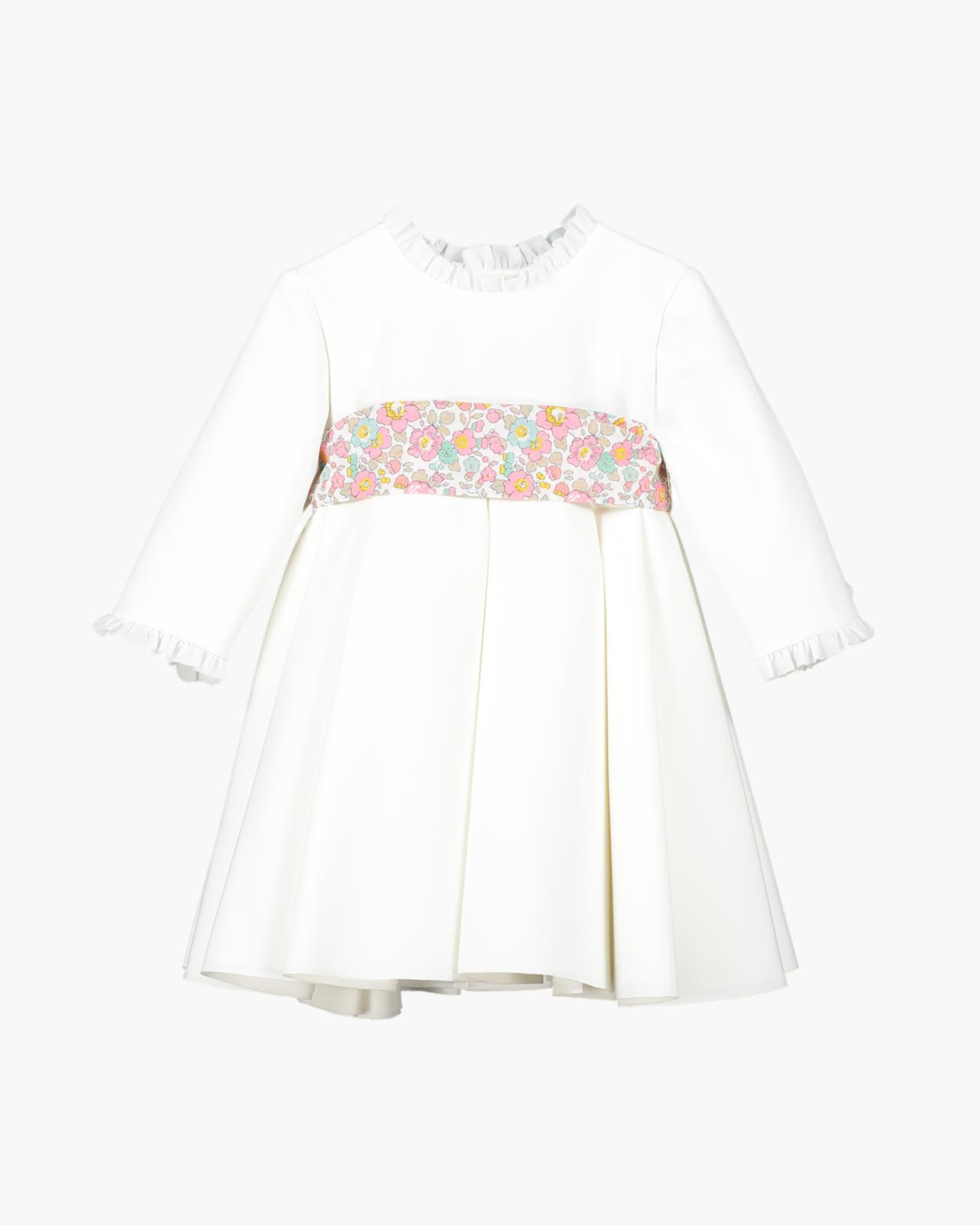 White girl's dress with liberty pattern bow - Eugénie