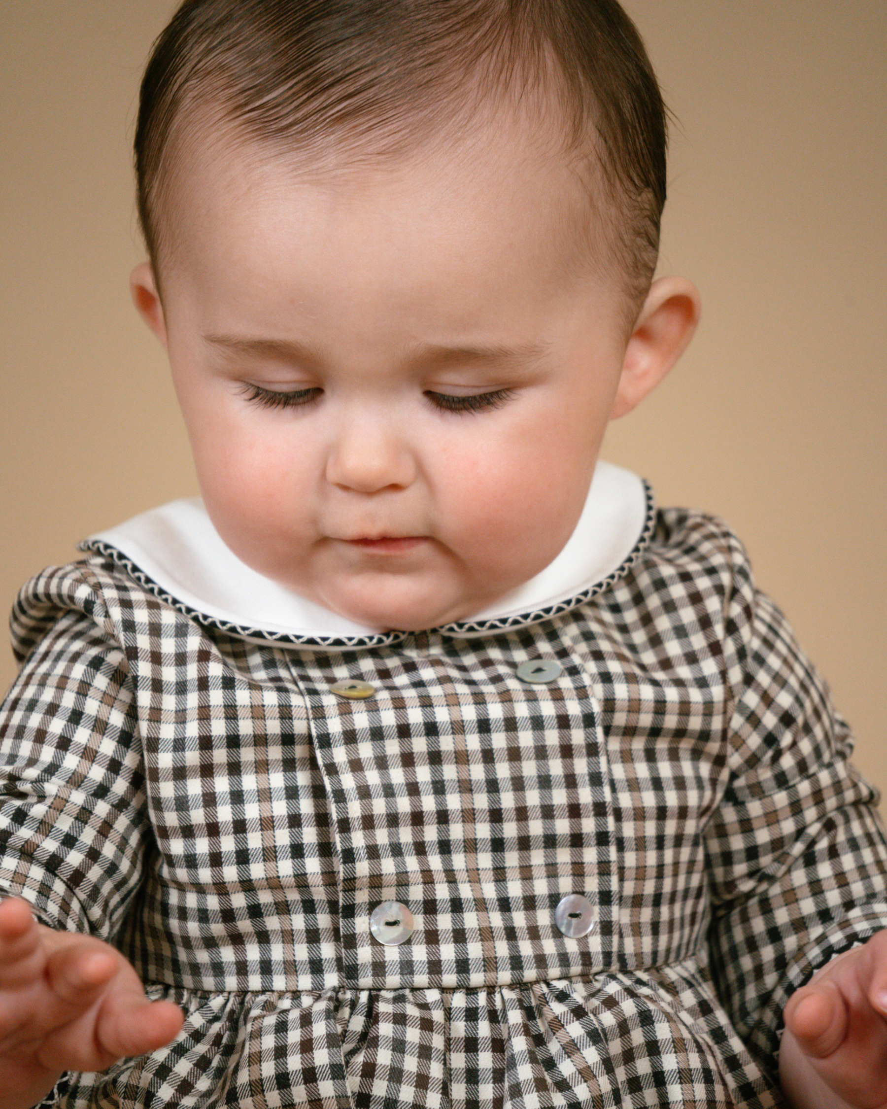 Felicidad Romper Brown/Black Check Twill