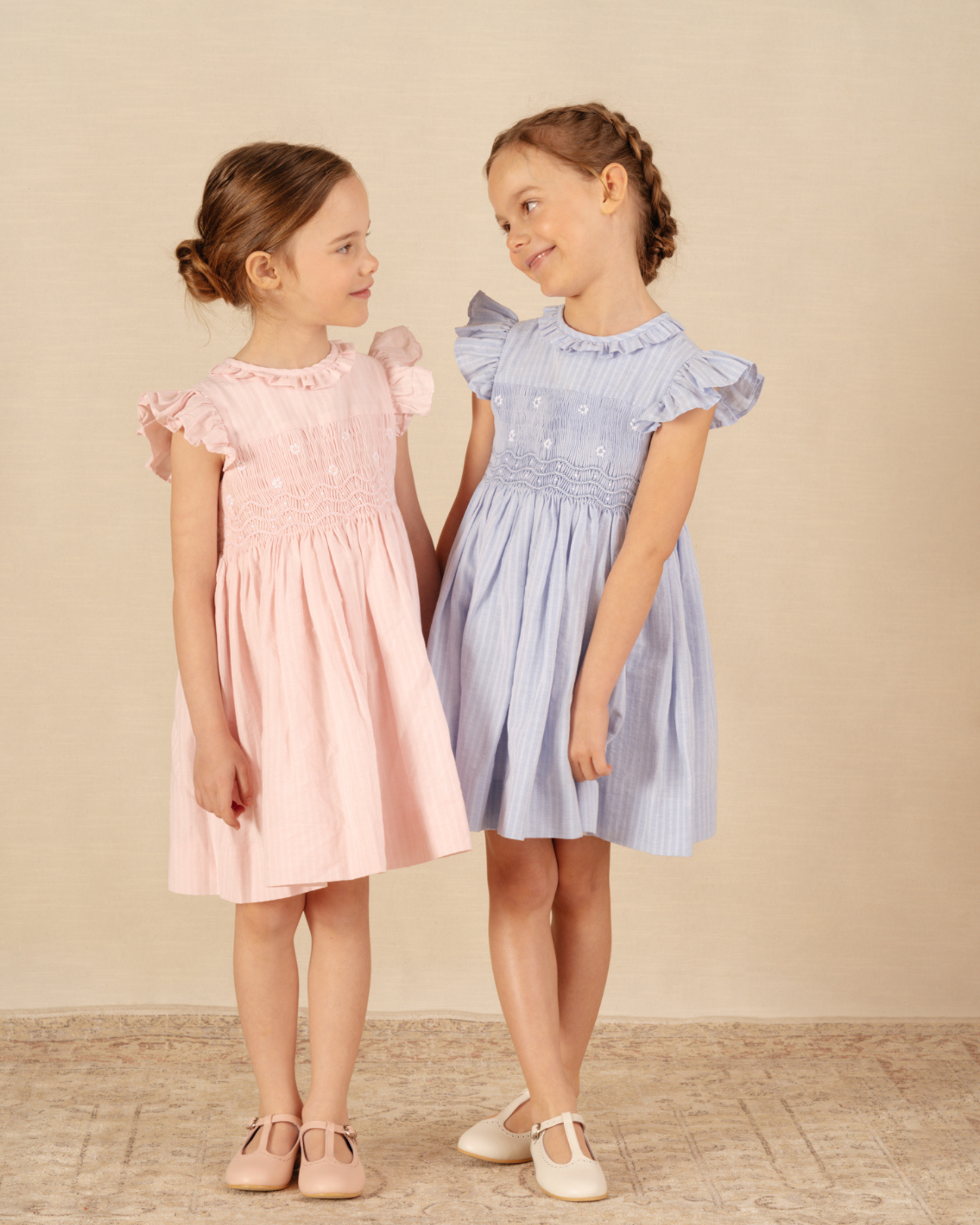 Dress and T-Bar Shoes Cream in leather worn girls