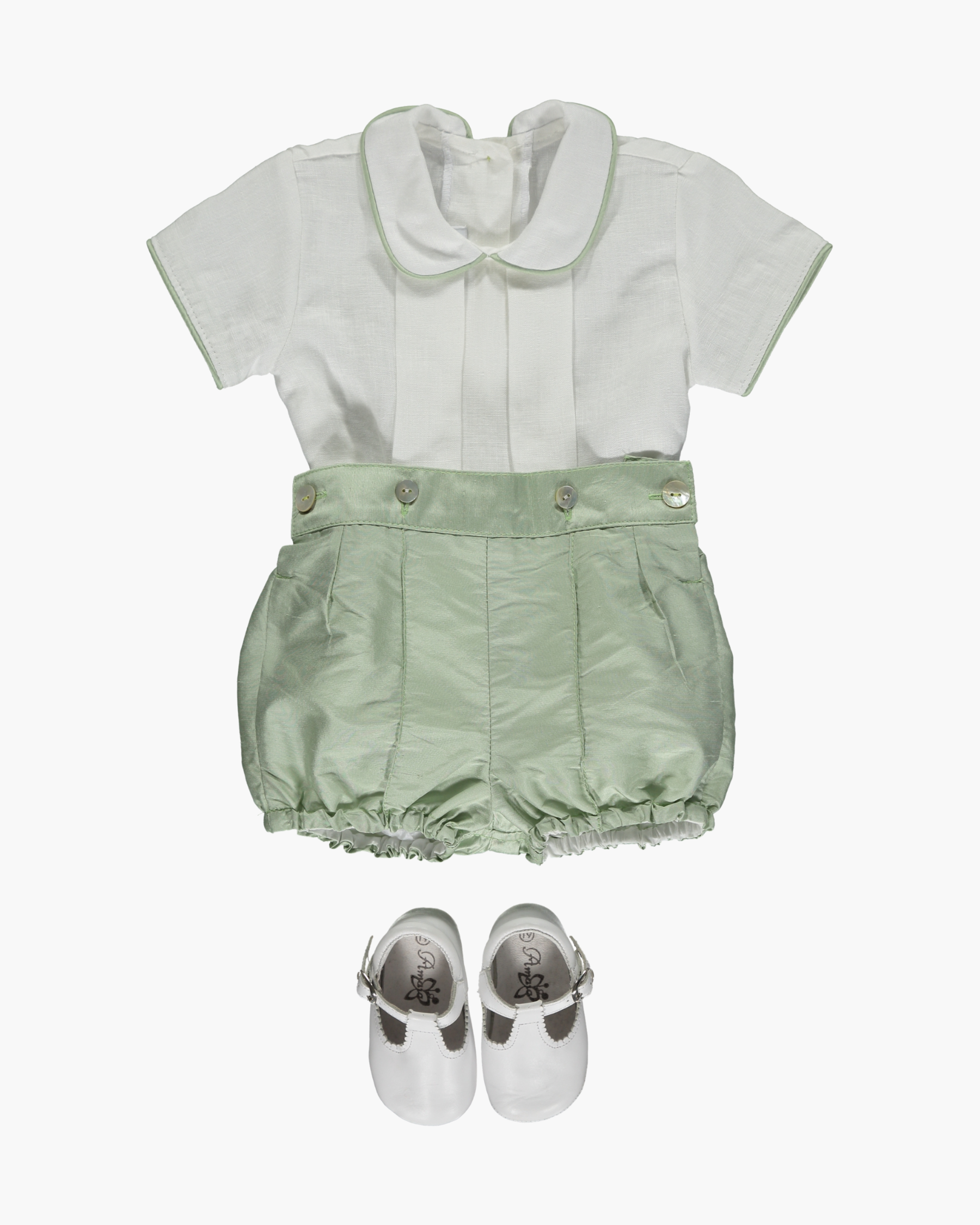 Mint silk baby boy ceremony set - Henry