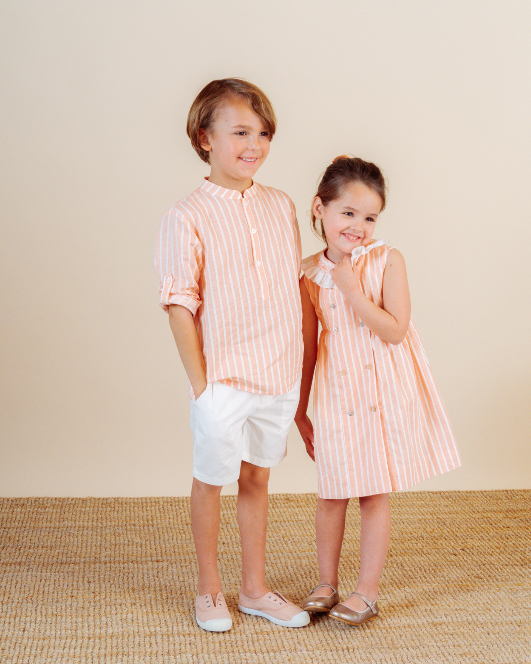 Iris Dress Peach Stripe