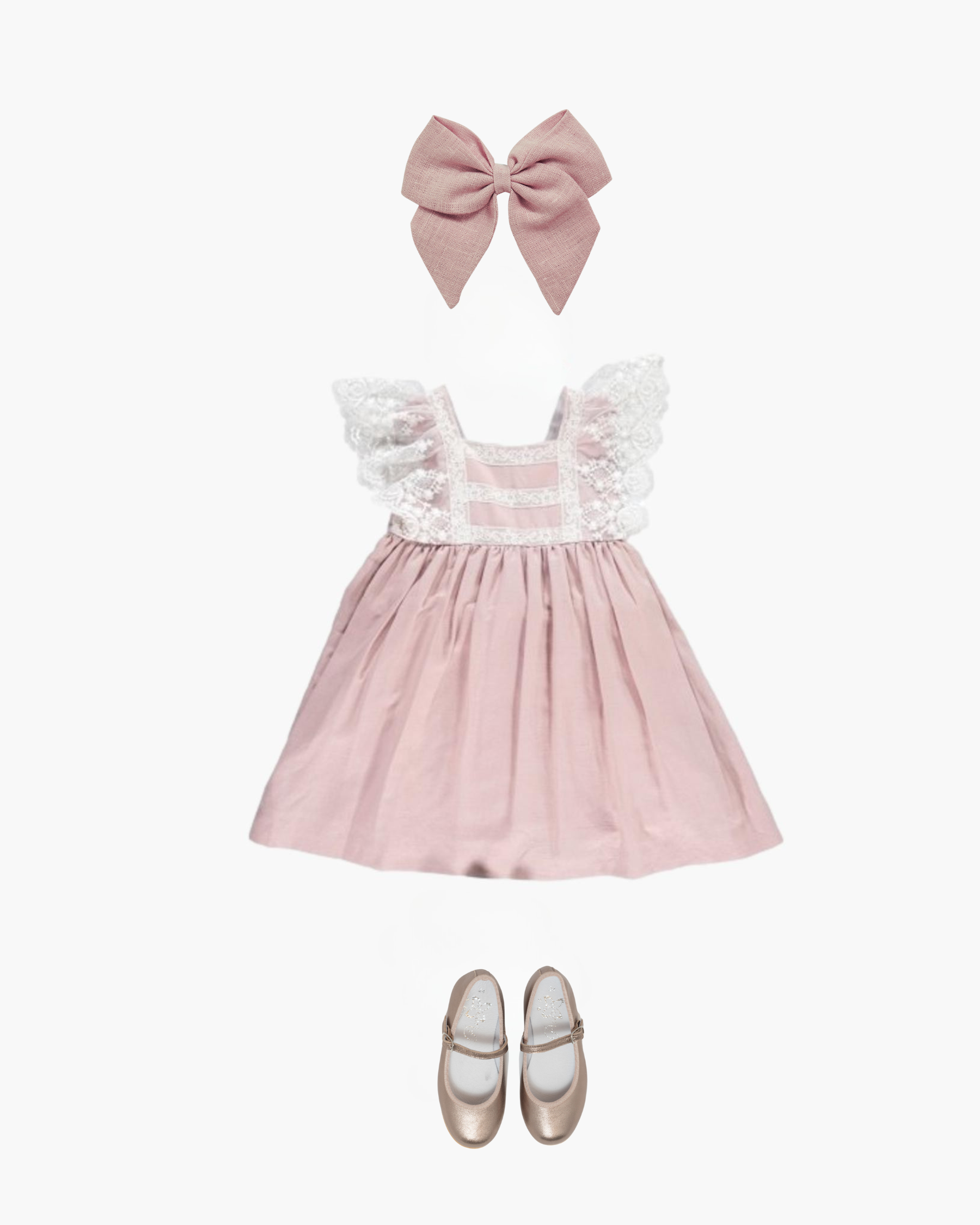 Lea - Flower girl dress pink linen and accessories
