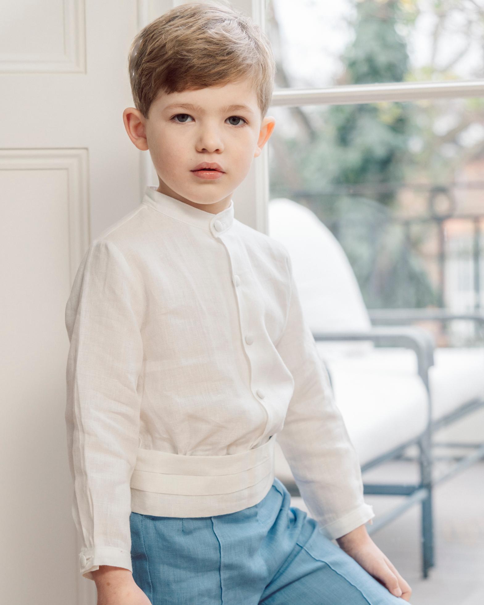 Linen Cummerbund Off White