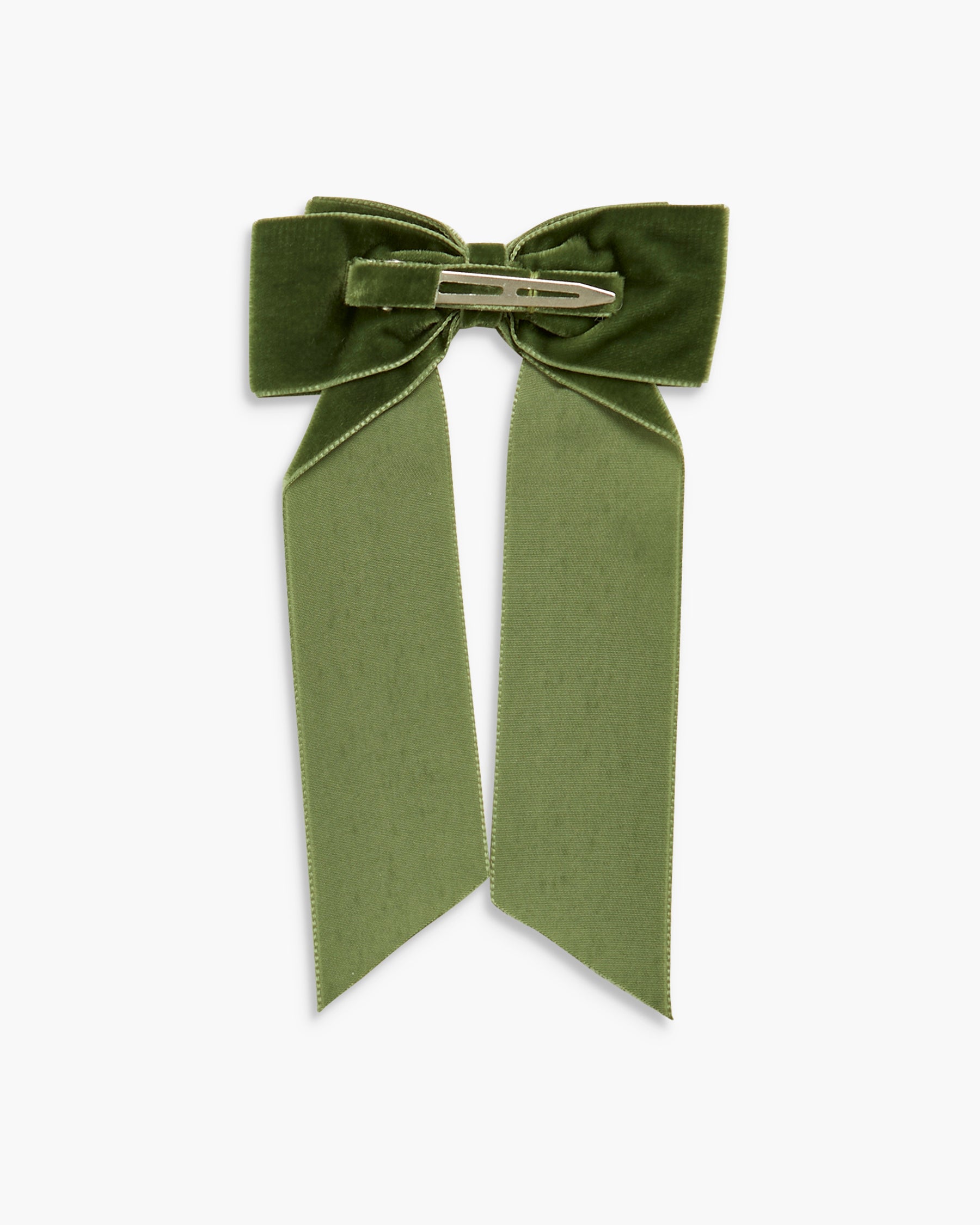 Large Velvet Long Tail Bow Moss