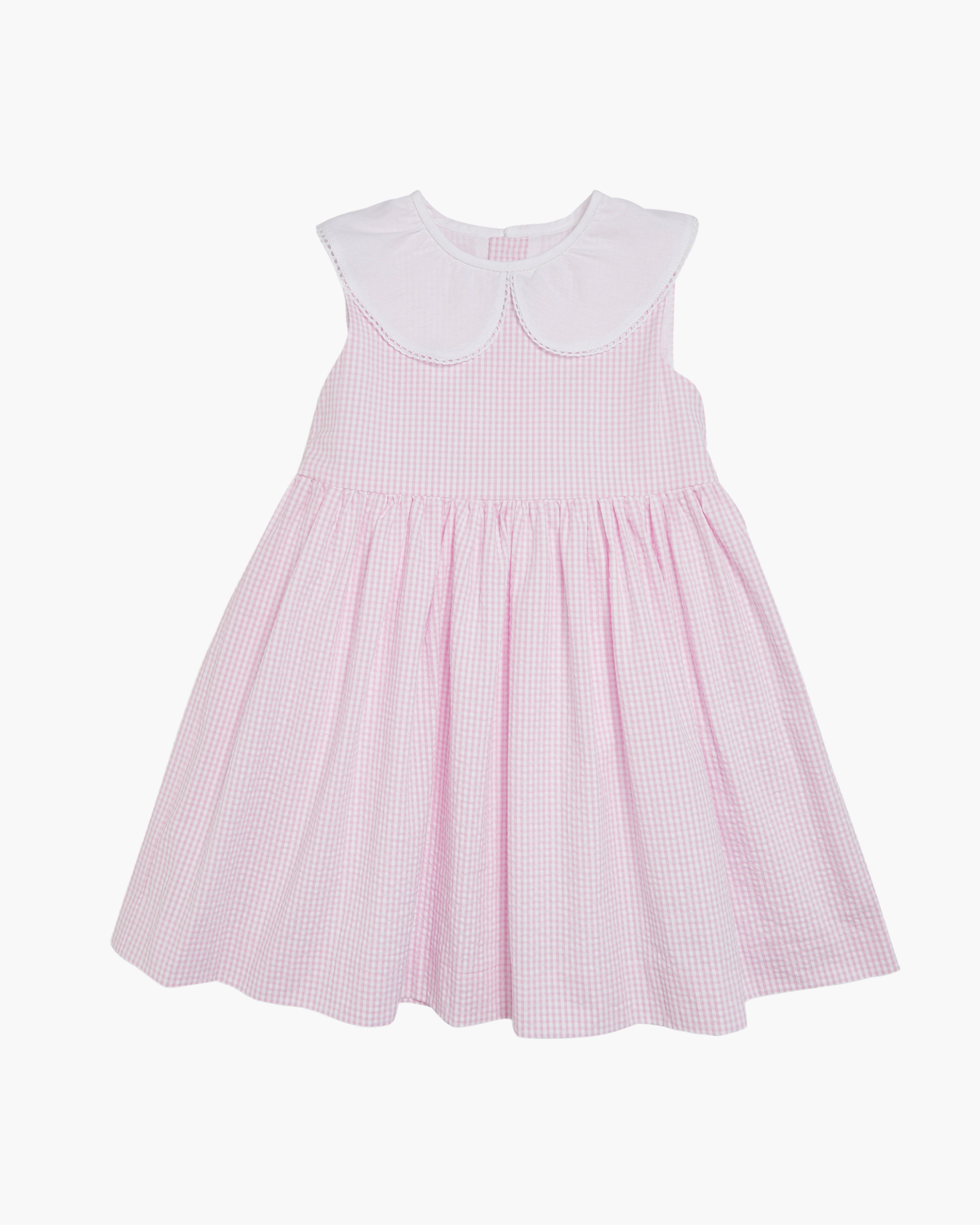 strapless open back dress Lorena Dress Pink Vichy - Timeless Luxury for Girls