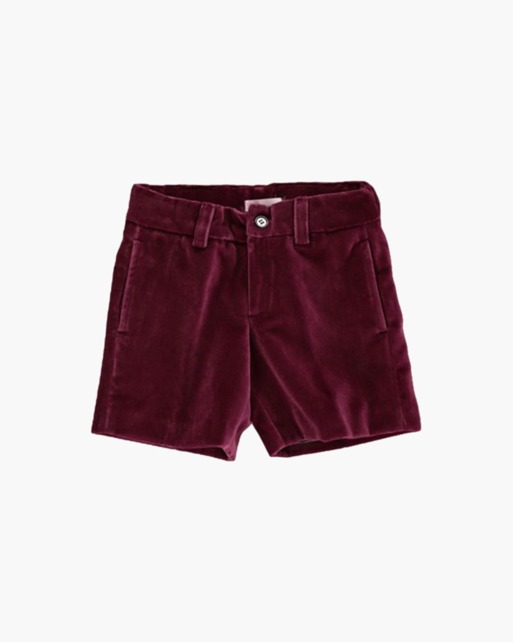 Elegant shorts for boys in burgundy velvet – Louis model