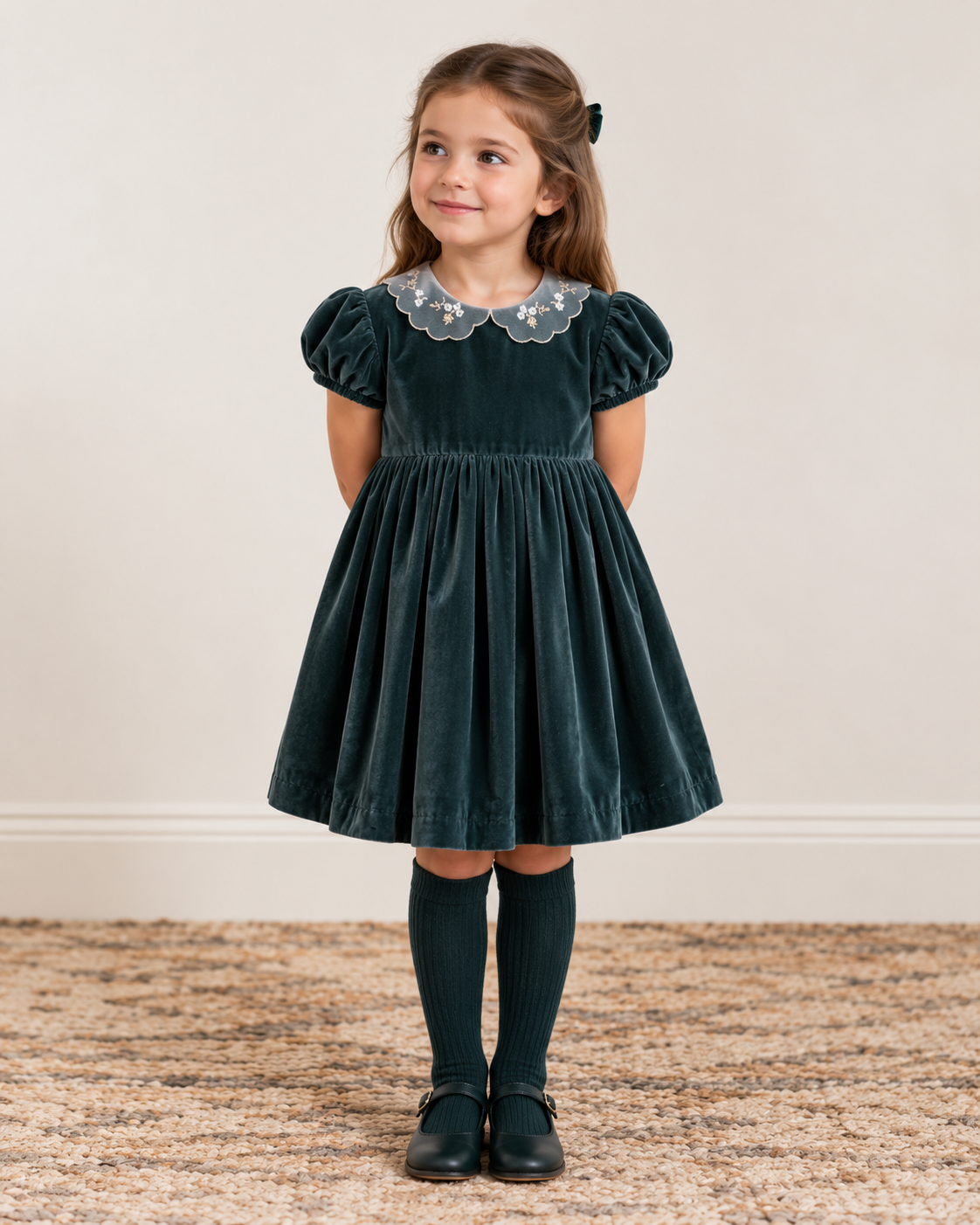 Lucrezia Dress Emerald Velvet
