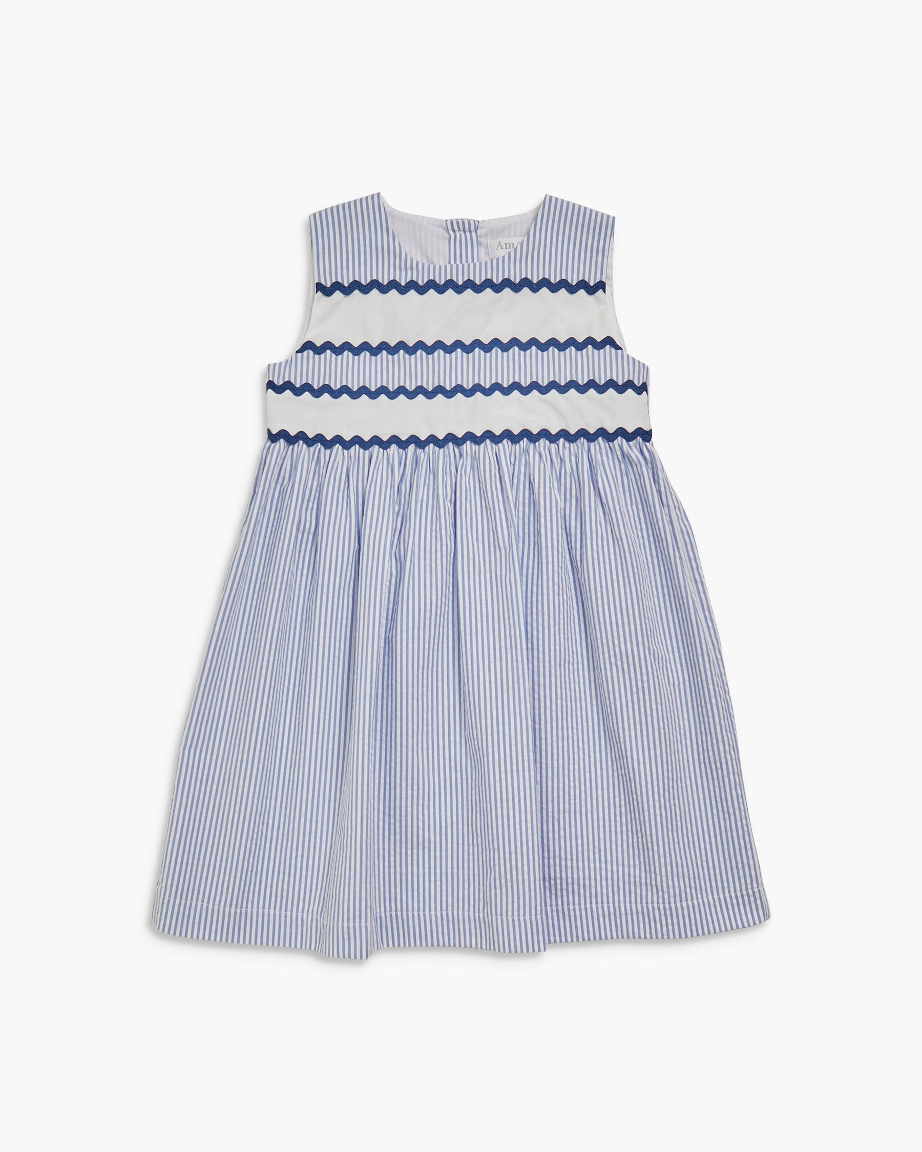 blue and white striped dress uk Blue Stripe Halter Neck Dress | Sustainable Womenswear