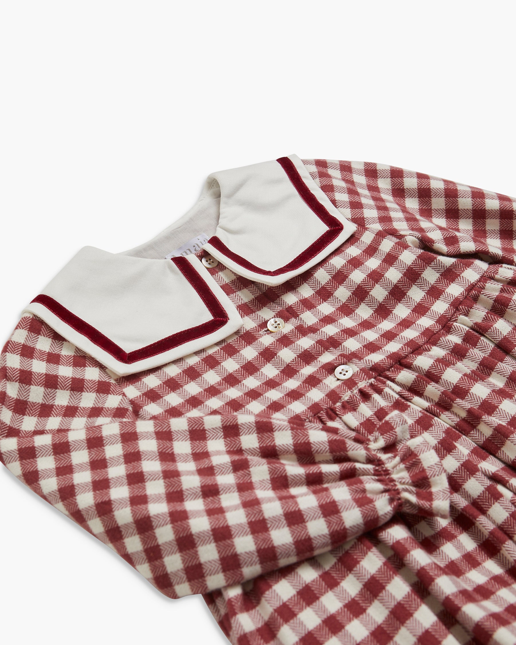 Nellie Dress Emerised Burgundy Check