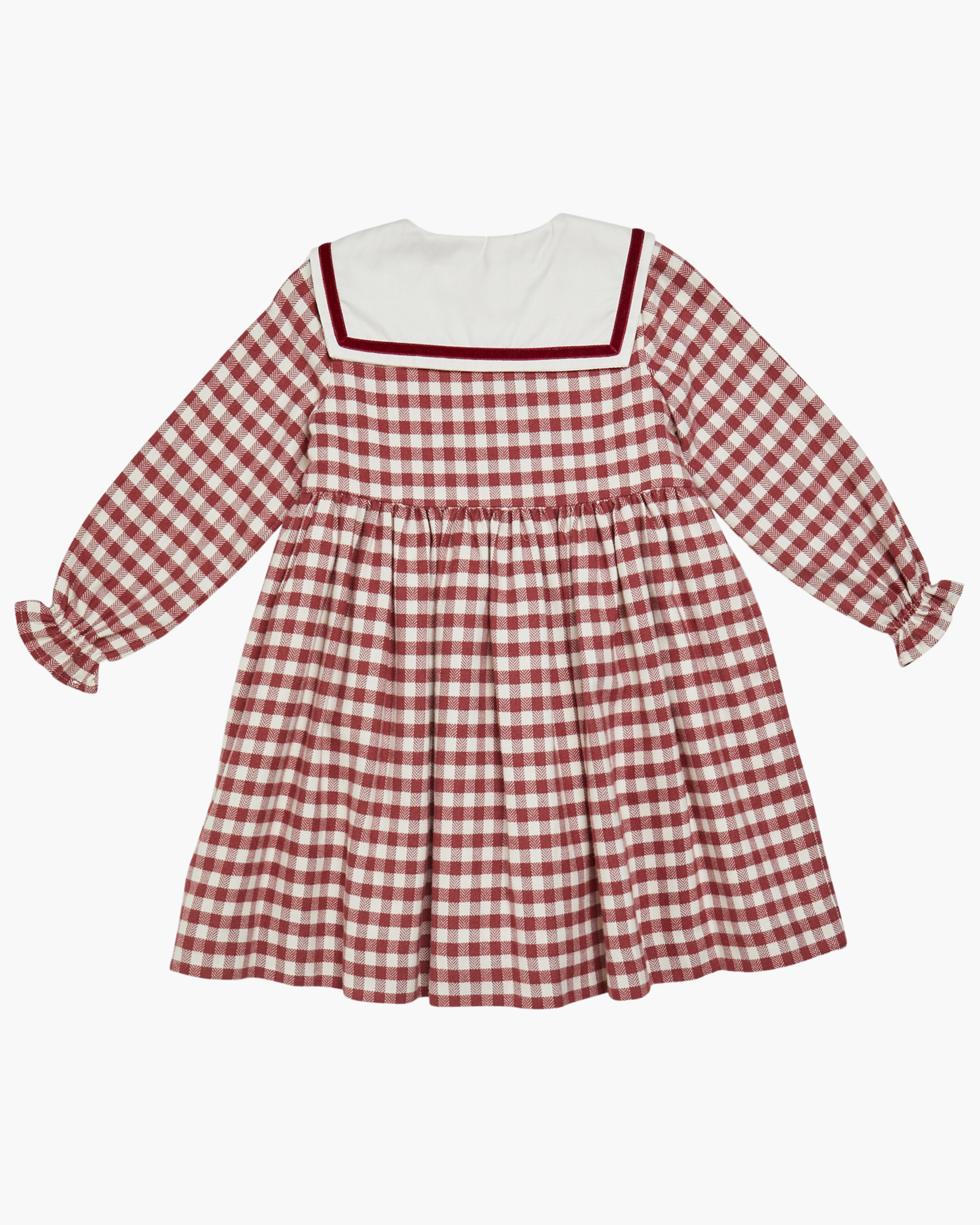 Nellie Dress Emerised Burgundy Check