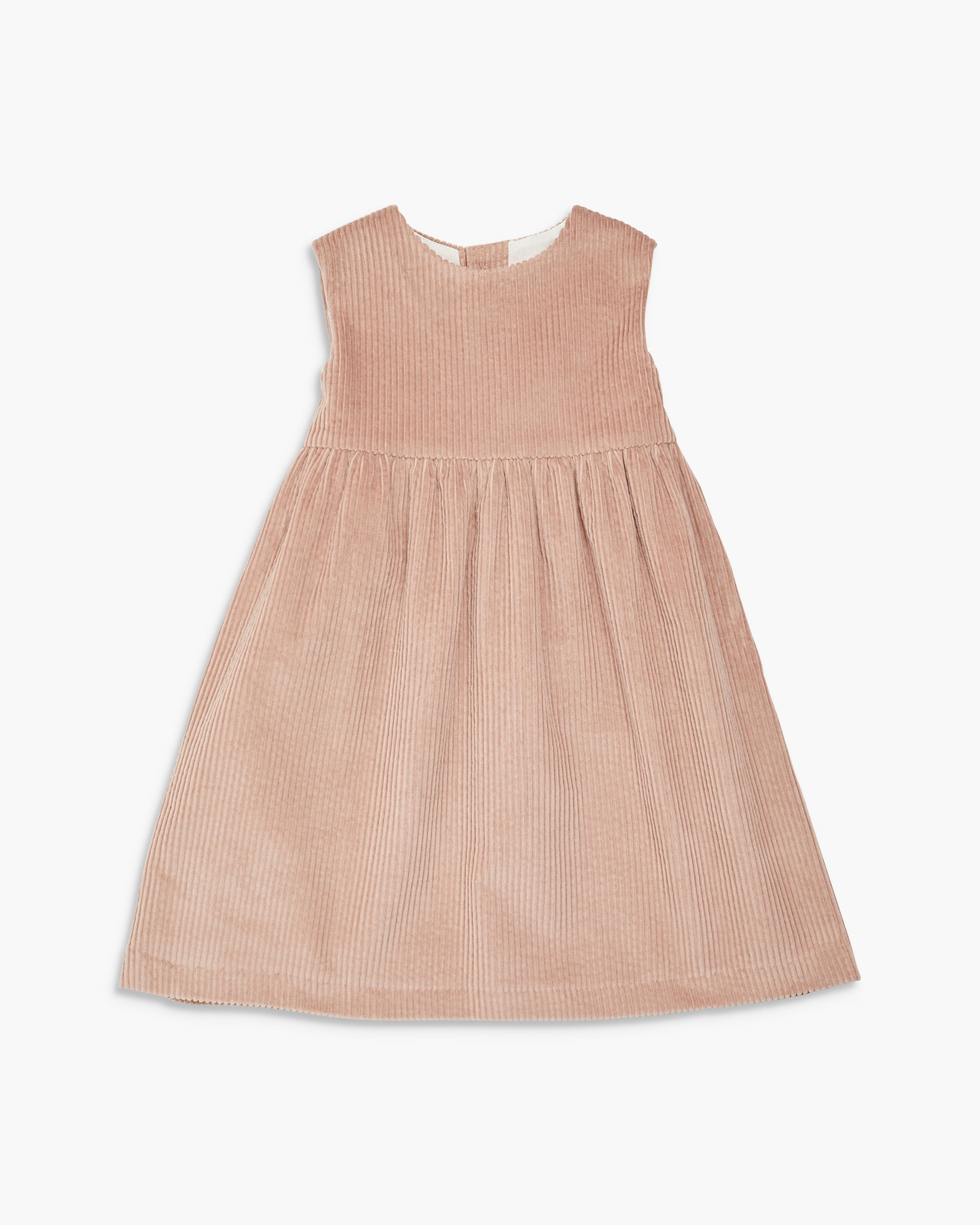 Beige ribbed dress on a white background