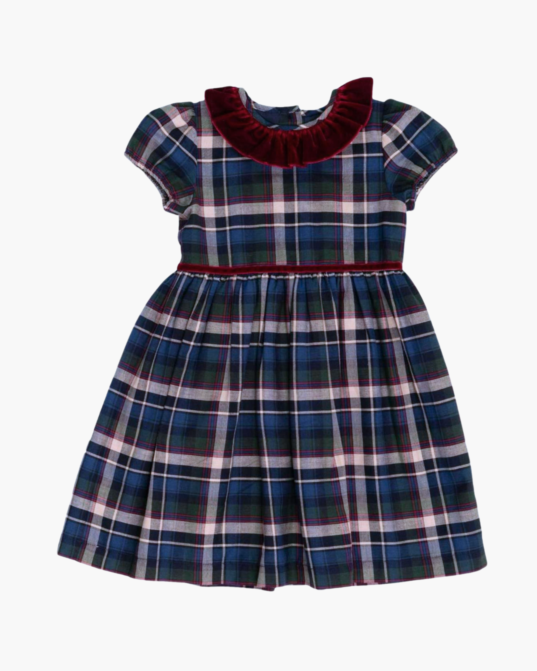 Raisin Dress Navy Tartan