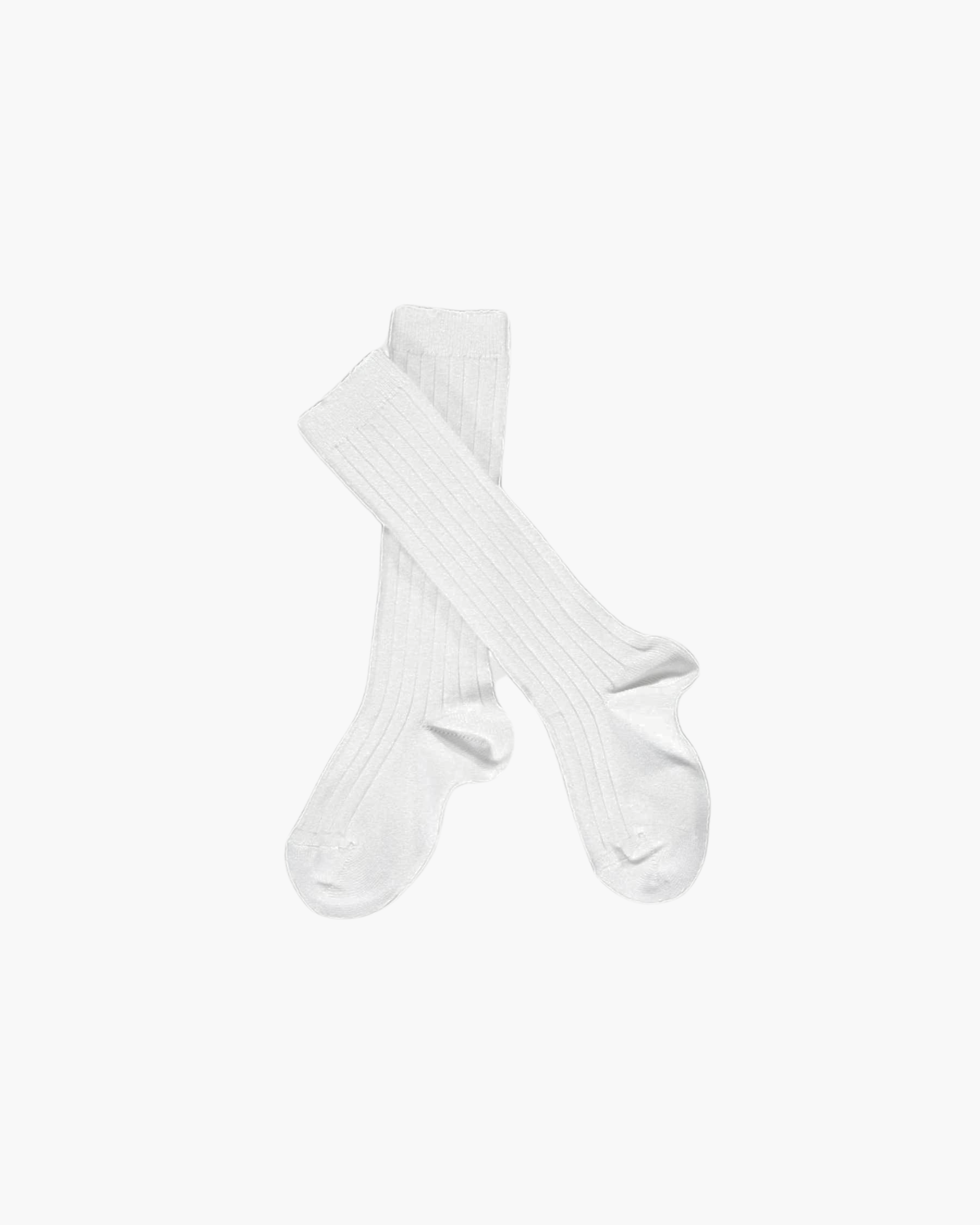 Ribbed High Knee Socks White