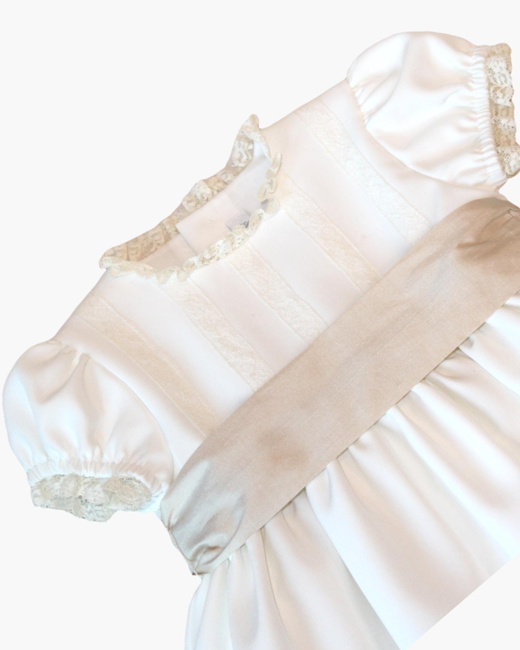 Sofia Elegant flower girl dress in gold green crepe de chine