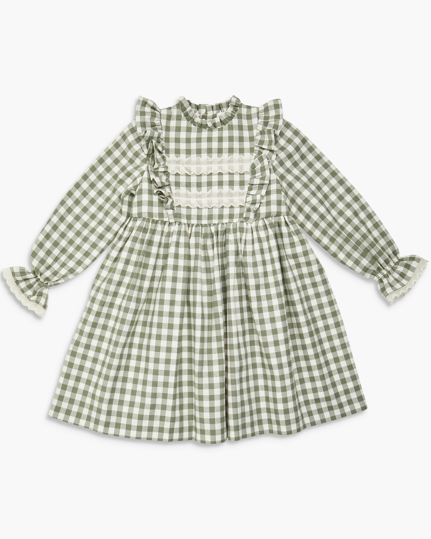 Green and white checkered dress on a white background