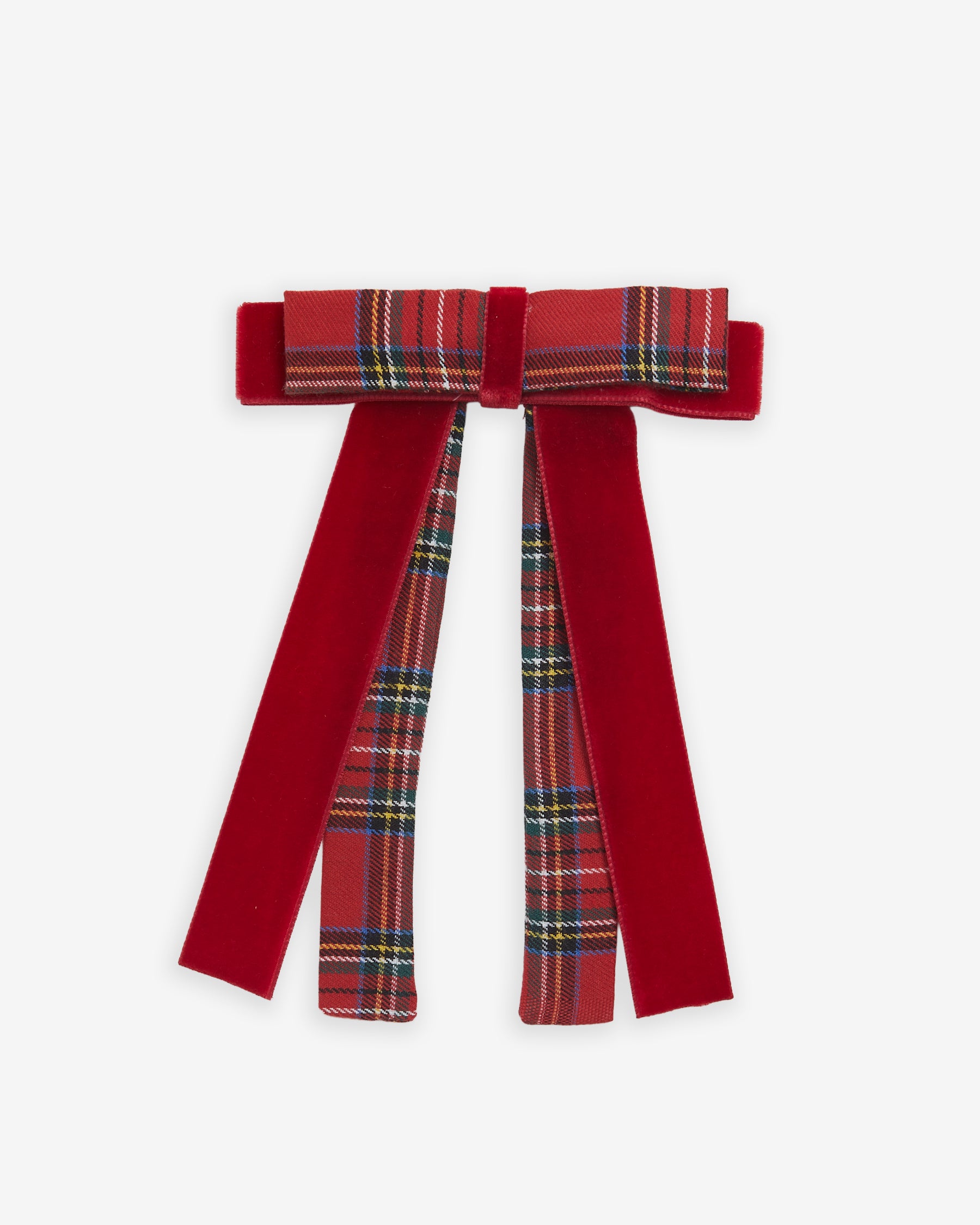 Red plaid bow on a white background