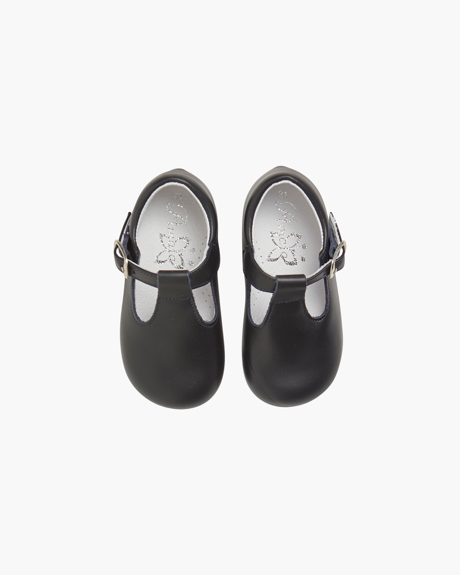 Classic Baby Boy Pram T-Bar Shoes in Navy Amaia London