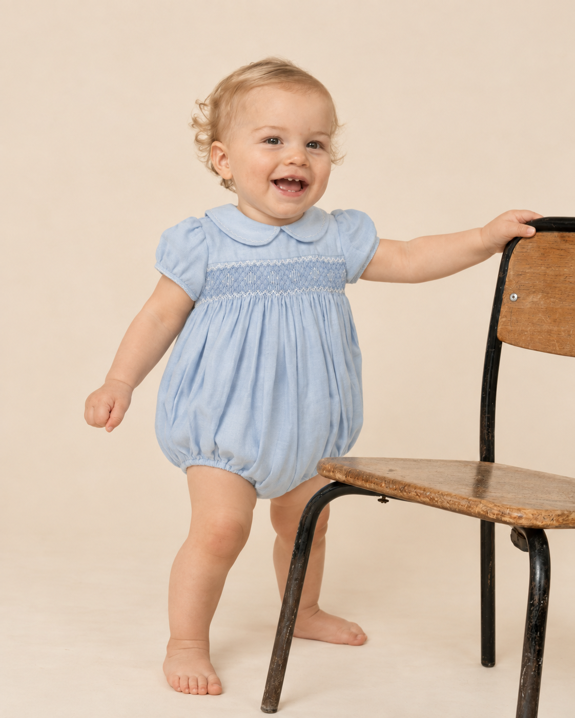 Tokyone Romper Blue Herringbone