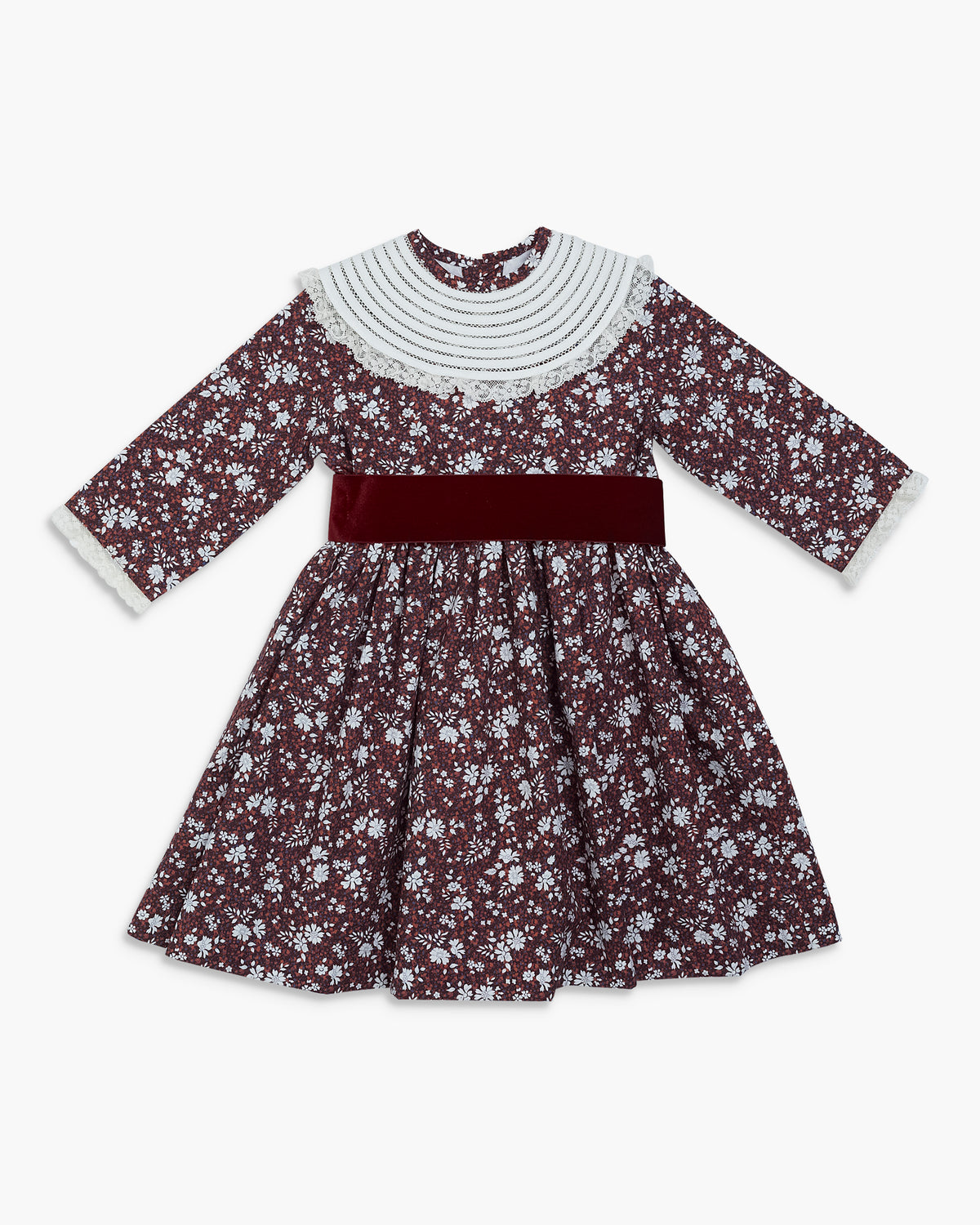 Floral dress with long sleeves on a white background