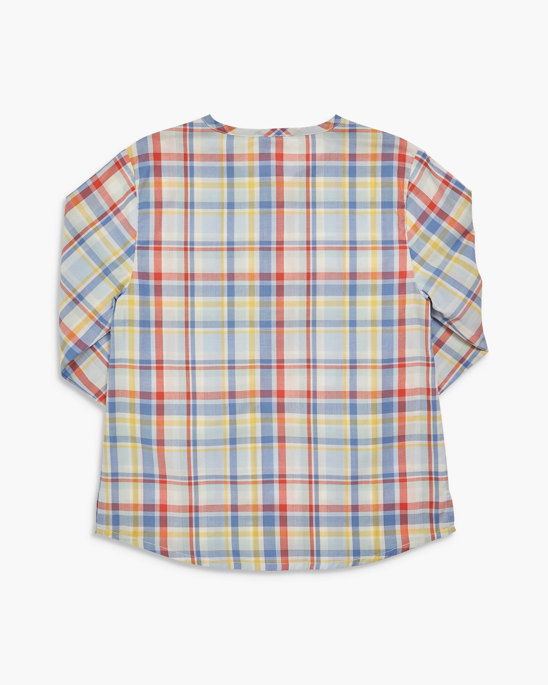 Plaid shirt with a colorful pattern on a white background