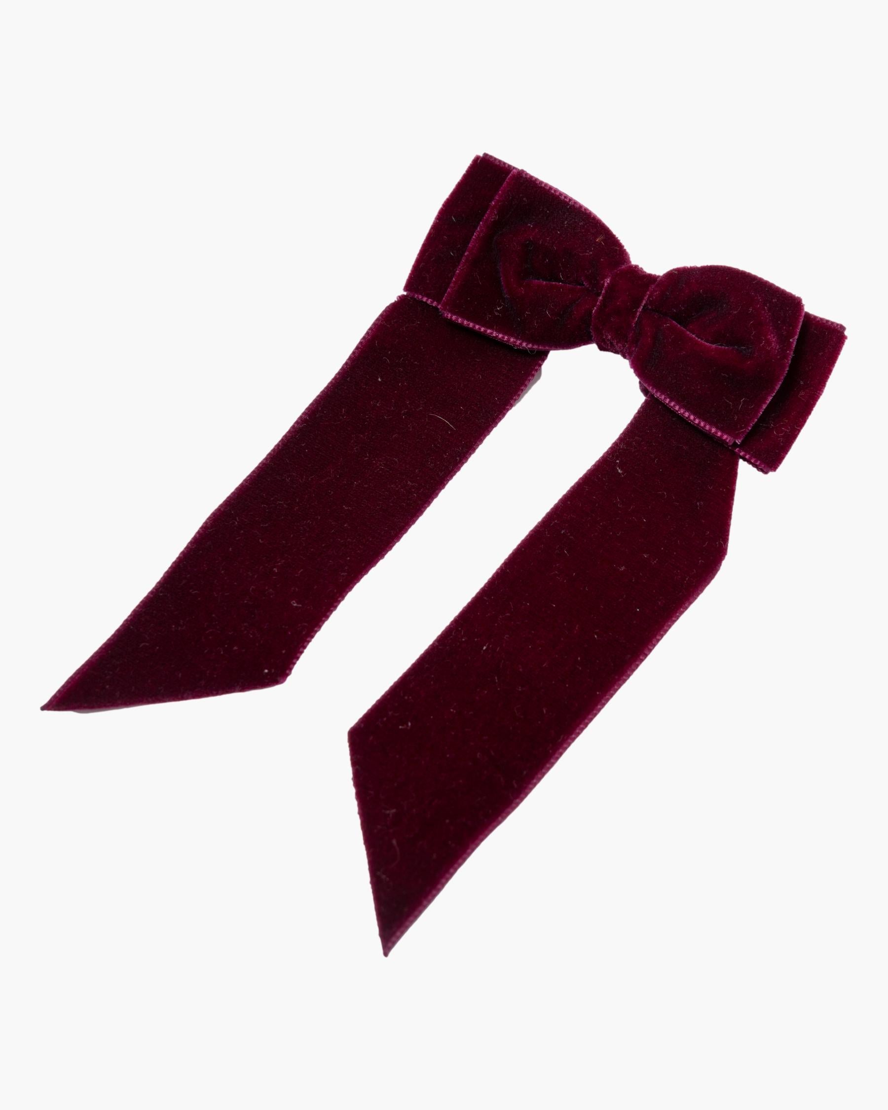 Large Velvet Long Tail Bow Burgundy
