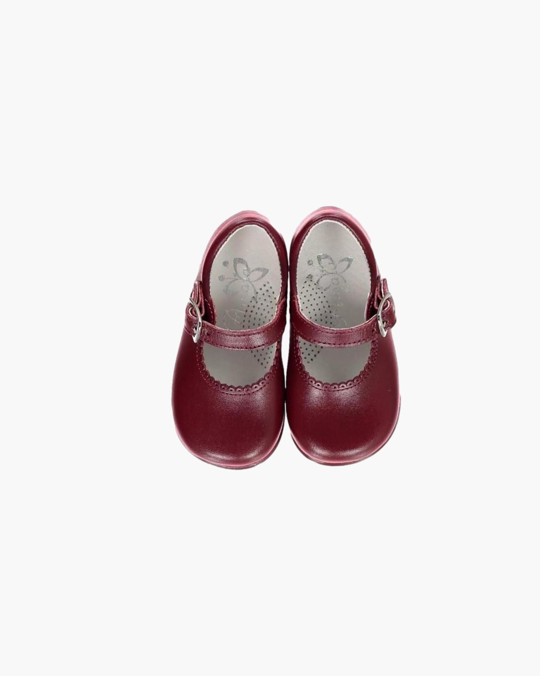 Luxury Baby Girl Leather Shoes in Burgundy Amaia London