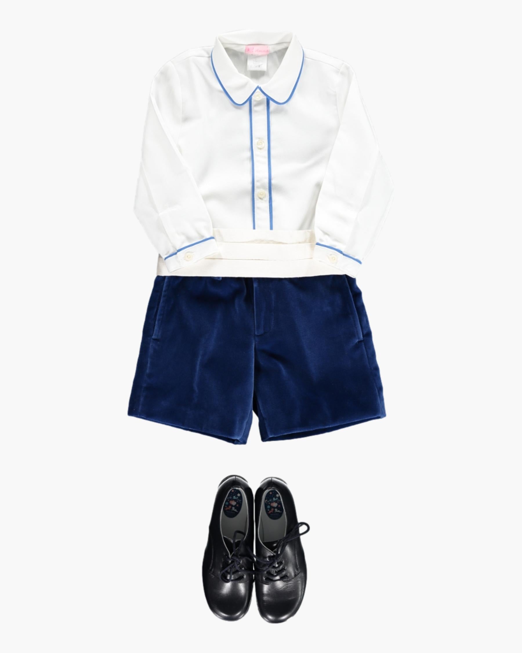 Elegant shorts for boys in blue velvet – Louis model