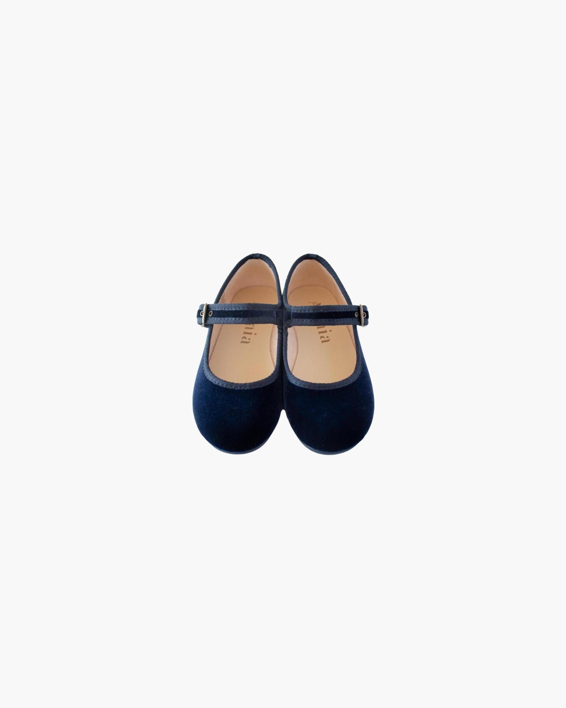 Girl Velvet Shoes Navy